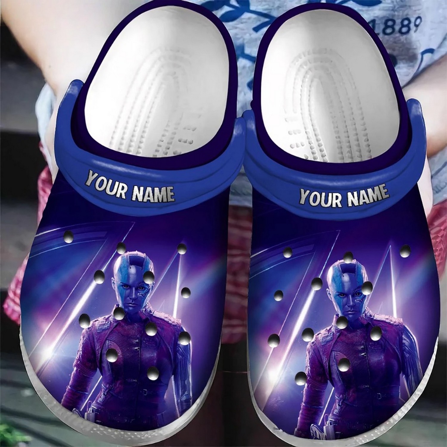 custom name guardian of the galaxy nebula purple clogs for kids and adults qsc7p