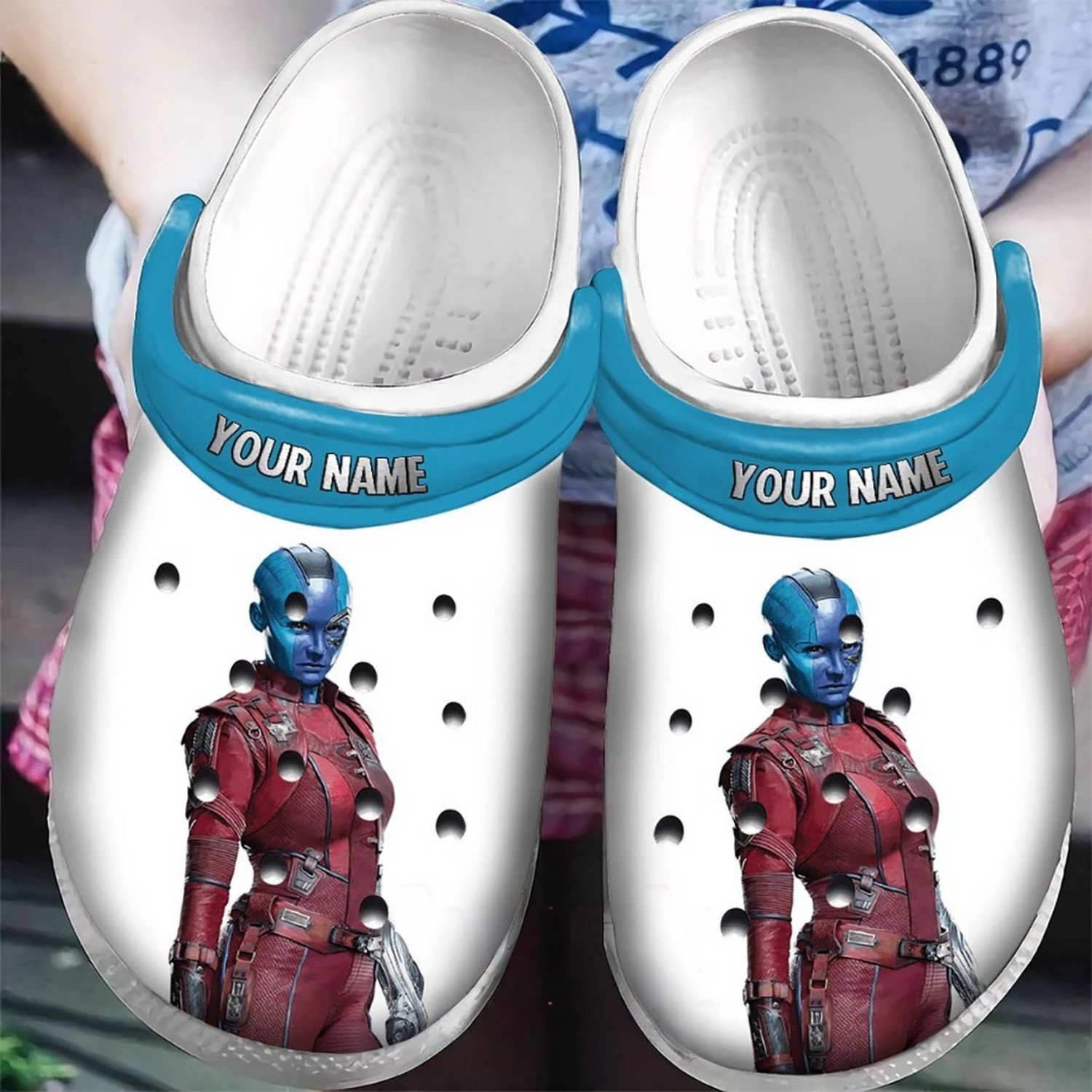 custom name guardian of the galaxy nebula white clogs for kids 26 adults ivrpy