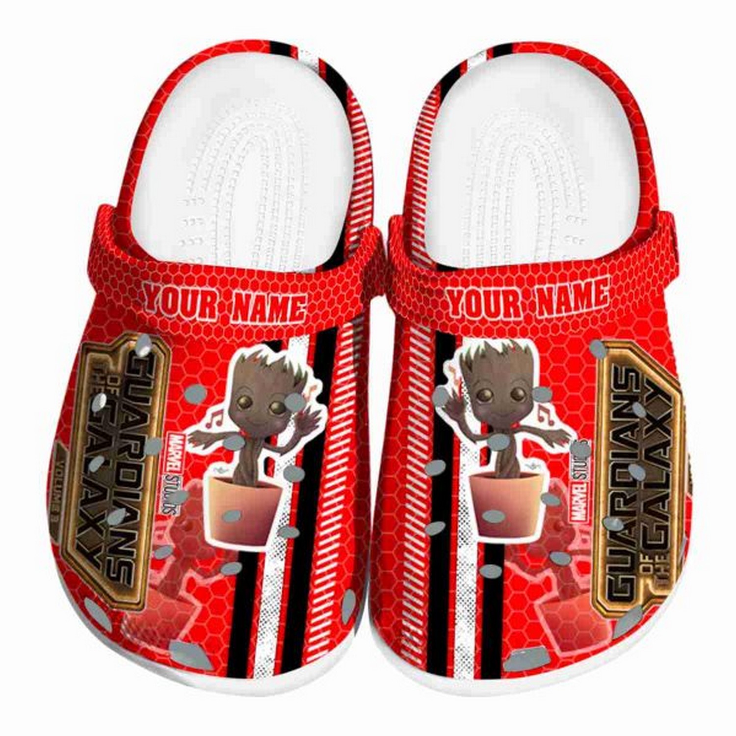 custom name guardians of the galaxy contrasting stripes clogs fast shipping service available hcmjt