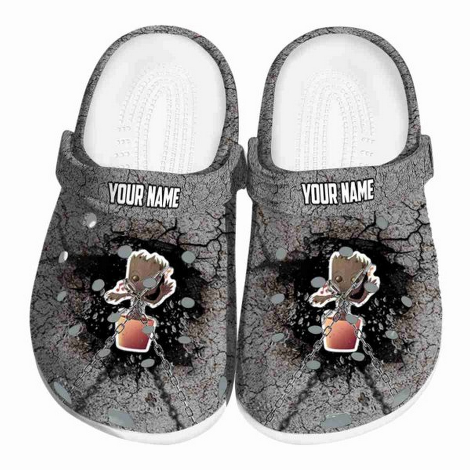 custom name guardians of the galaxy cracked ground texture clogs fast shipping service available gfh0b
