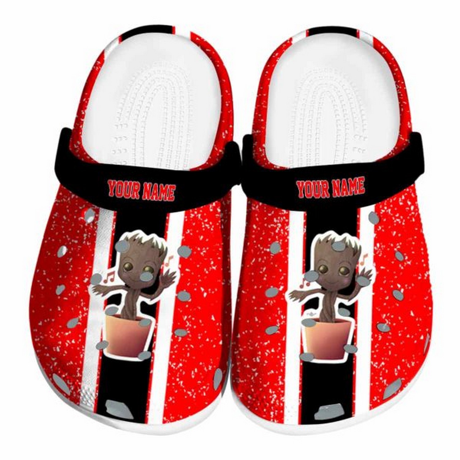 custom name guardians of the galaxy vertical stripes clogs fast shipping service available lbtuf