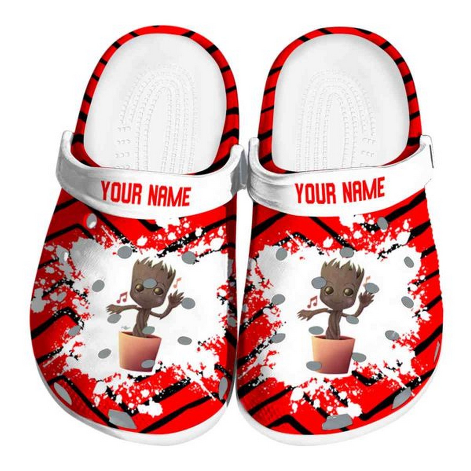 custom name guardians of the galaxy zigzag paint burst clogs for kids and adults 8wgmy