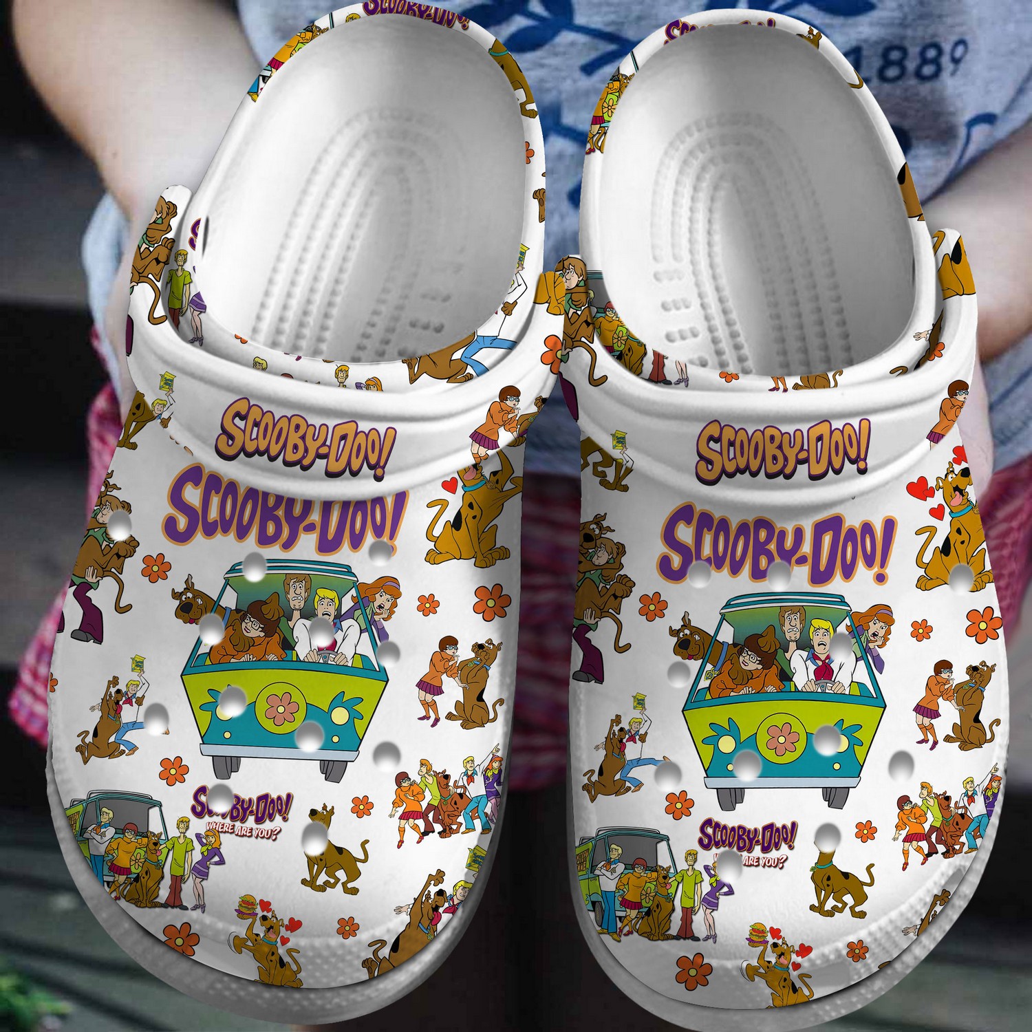 custom name happy funny scooby doo and friends white clogs for kids and adults fast shipping crqwj
