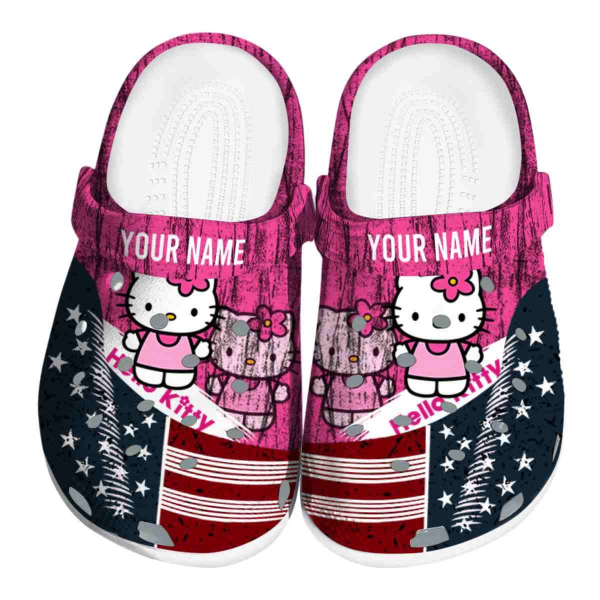 custom name hello kitty spangled side pattern clogs for kids and adults trled