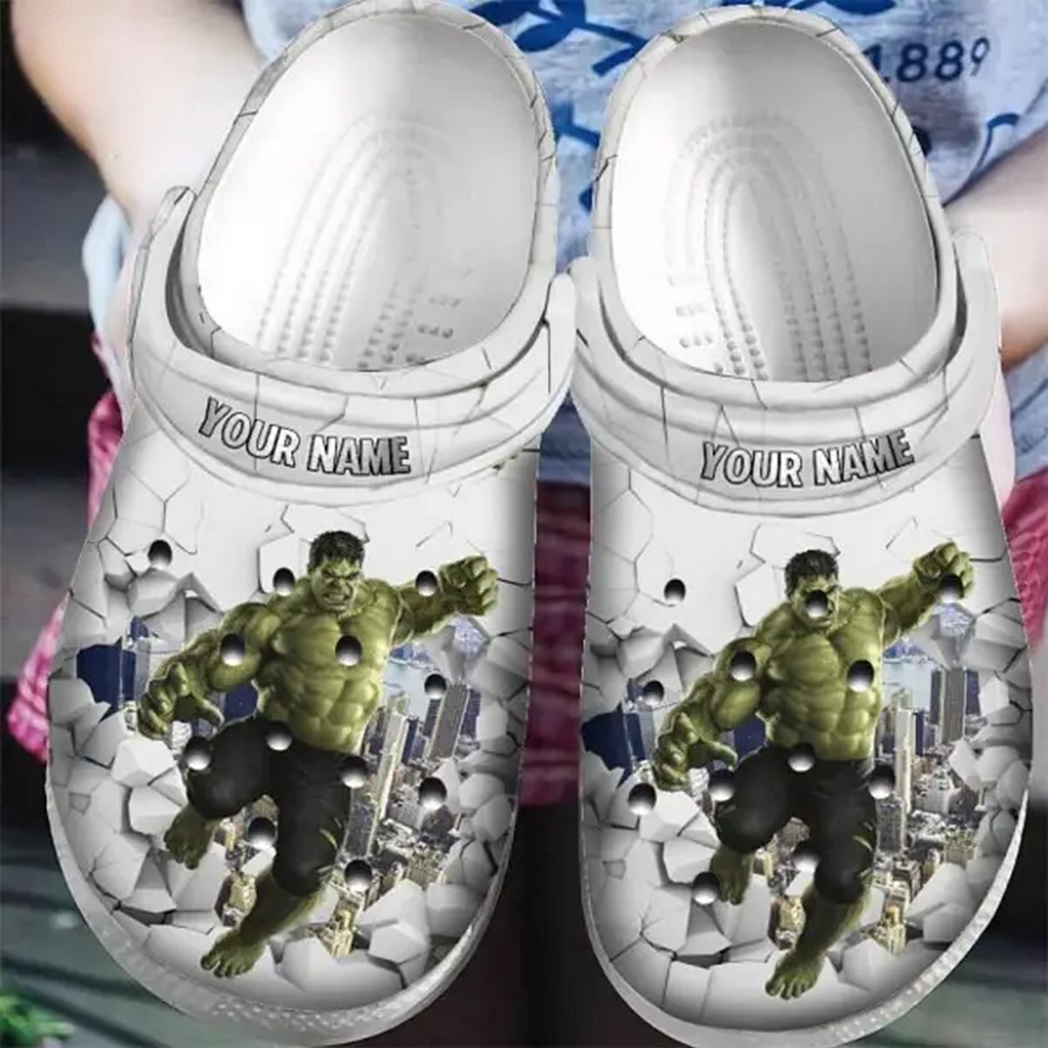 custom name hulk broken wall clogs for kids and adults 2n5qu