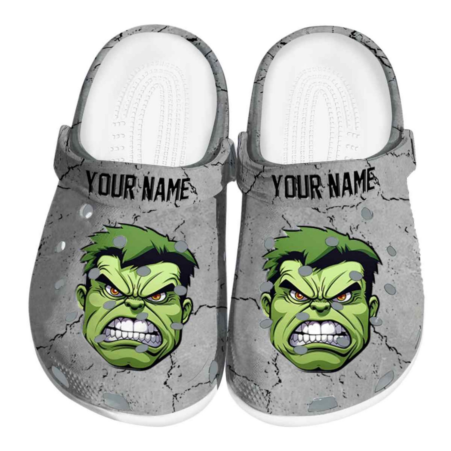 custom name hulk cracked texture clogs for kids 26 adults 1h42f