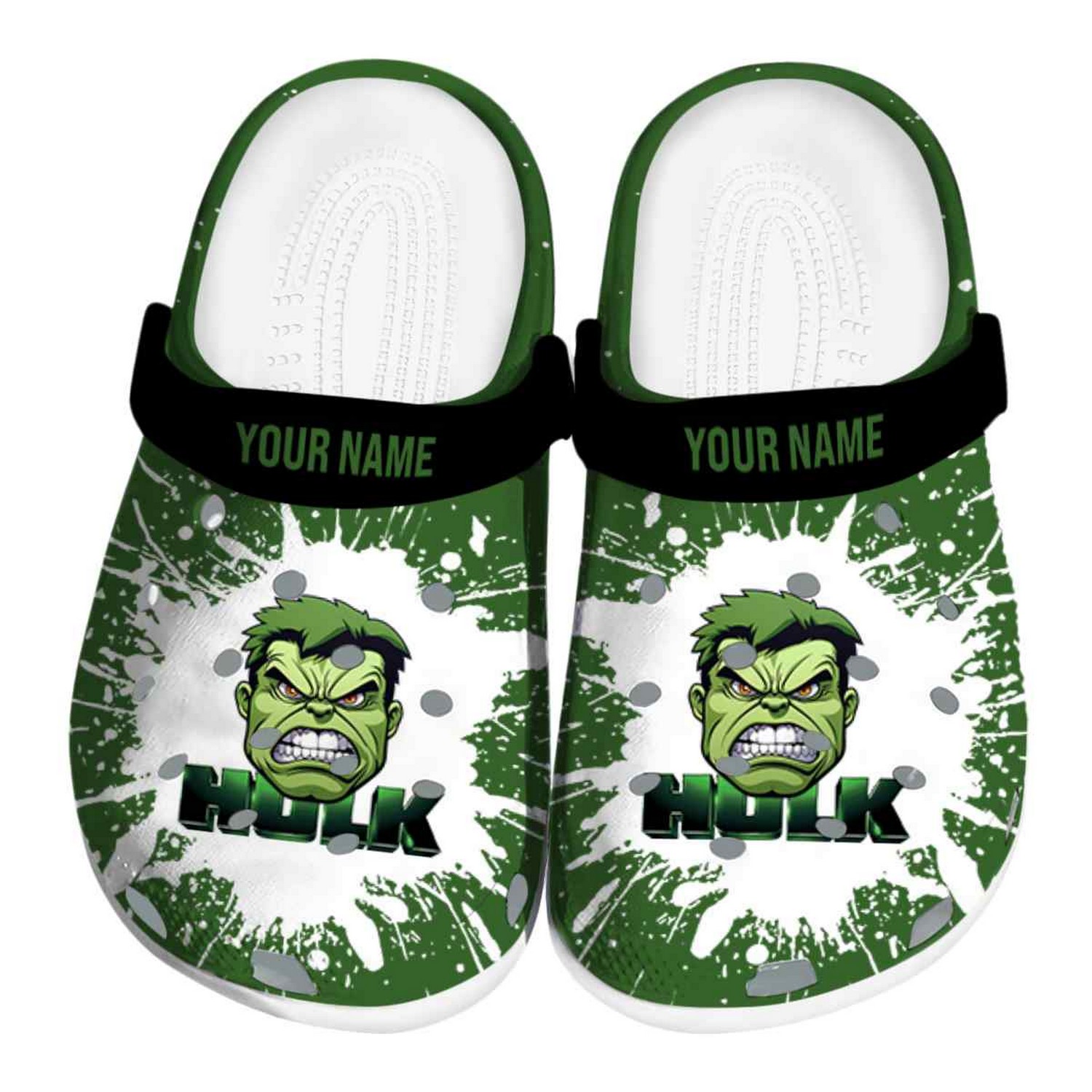 custom name hulk splash art clogs for kids 26 adults h6ykh
