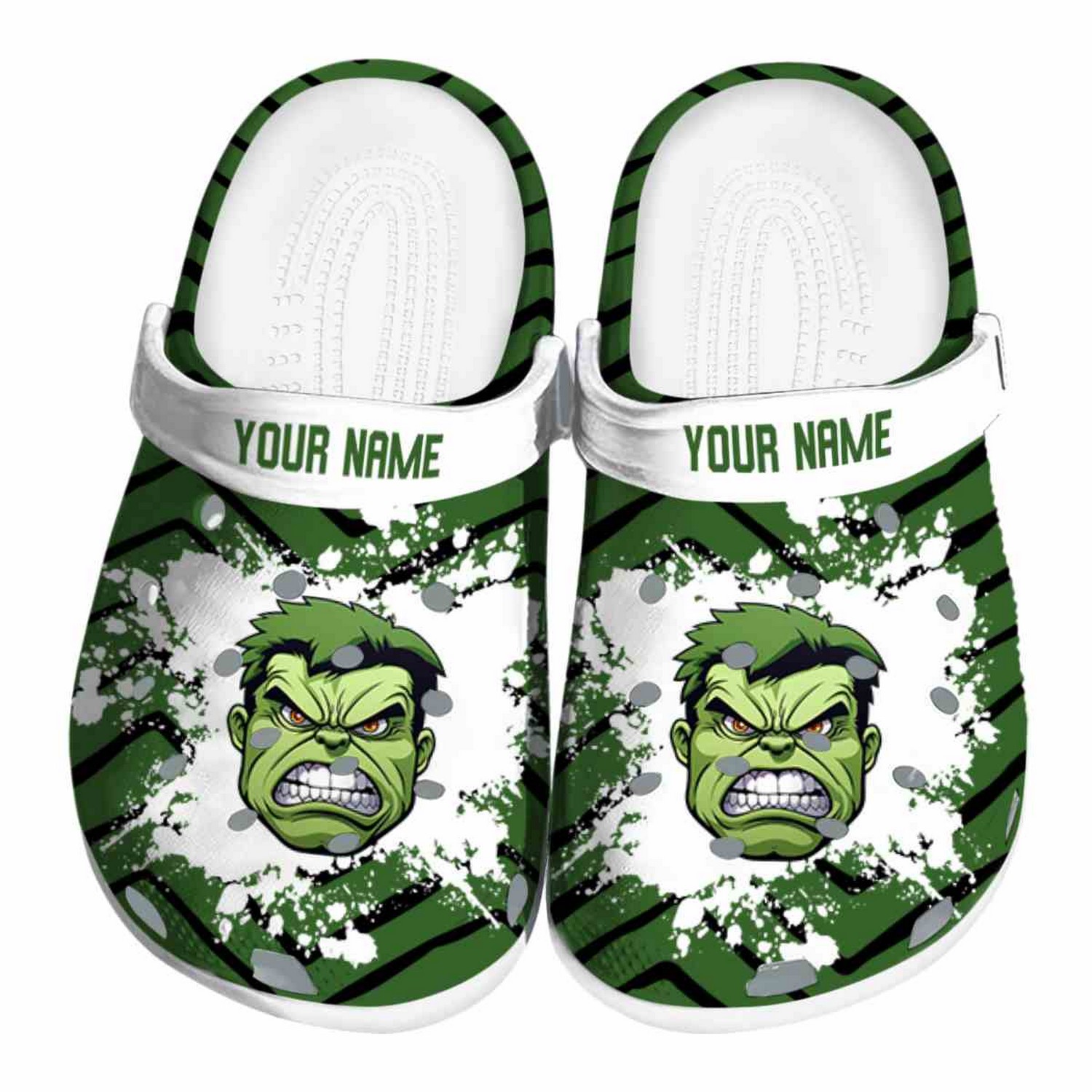 custom name hulk splash art clogs for kids 26 adults rapgo