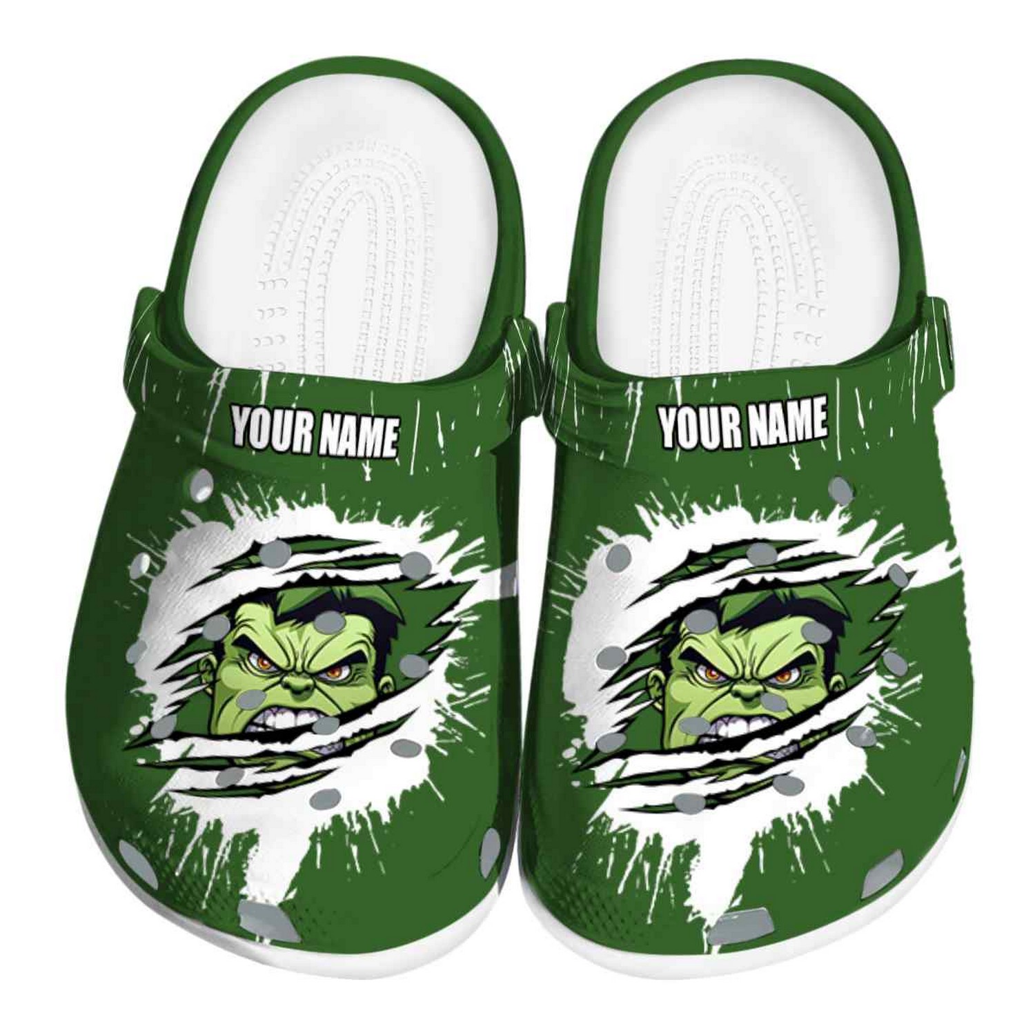 custom name hulk splash motif background clogs for kids 26 adults ytgne