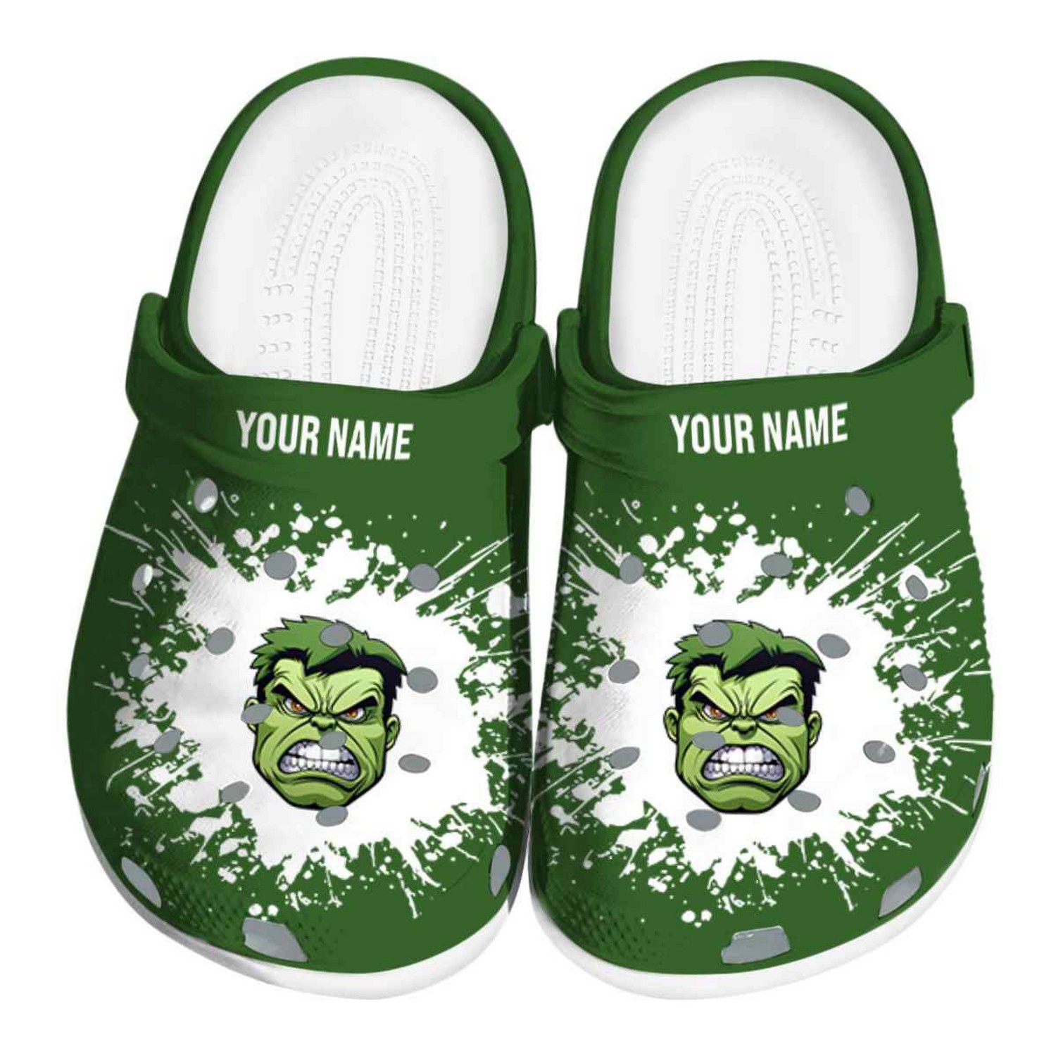 custom name hulk splatter background clogs for kids and adults oyvqx