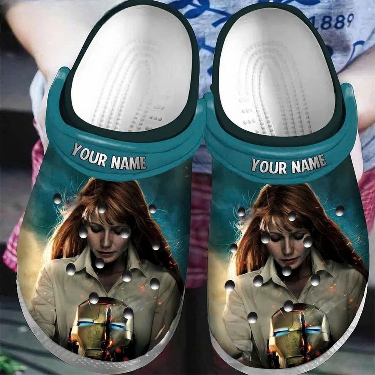 custom name iron man pepper potts clogs for kids and adults dvdvq