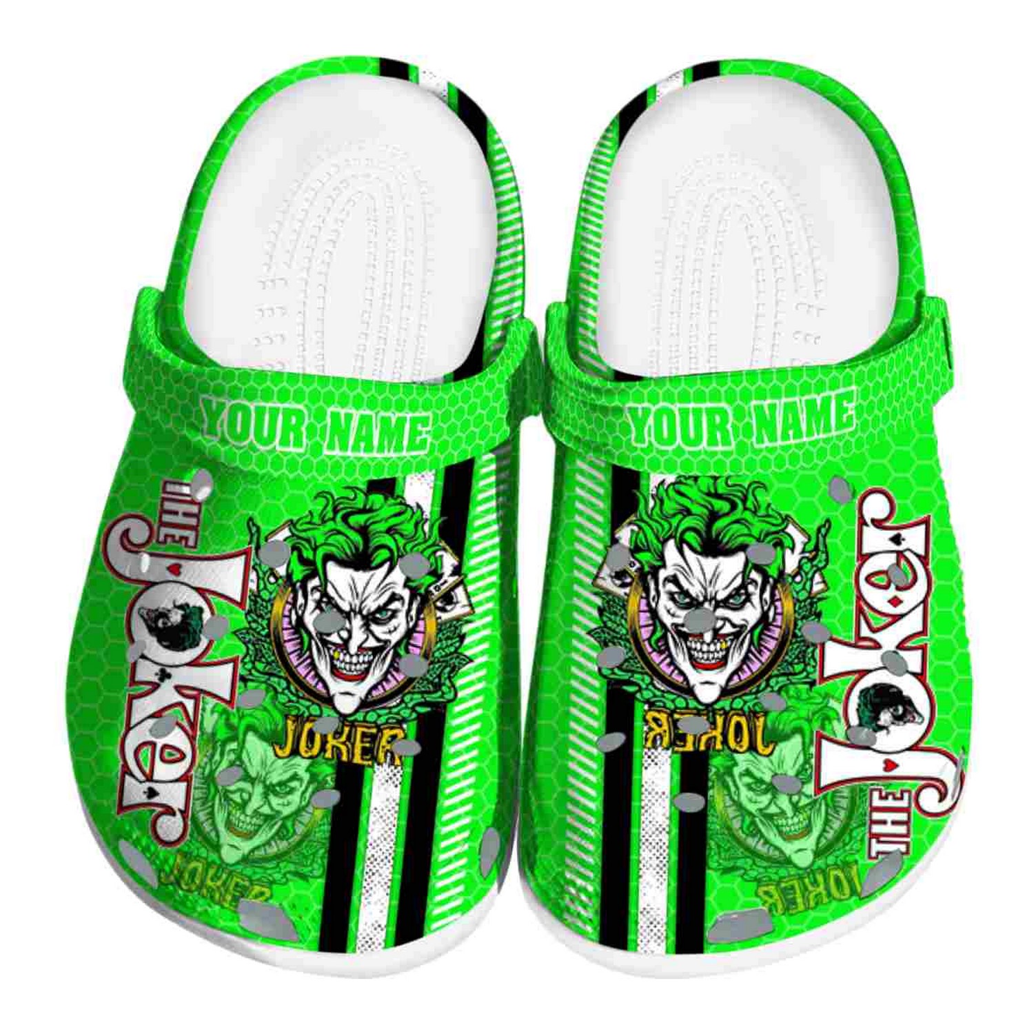 custom name joker contrasting stripes clogs for kids and adults dlfat