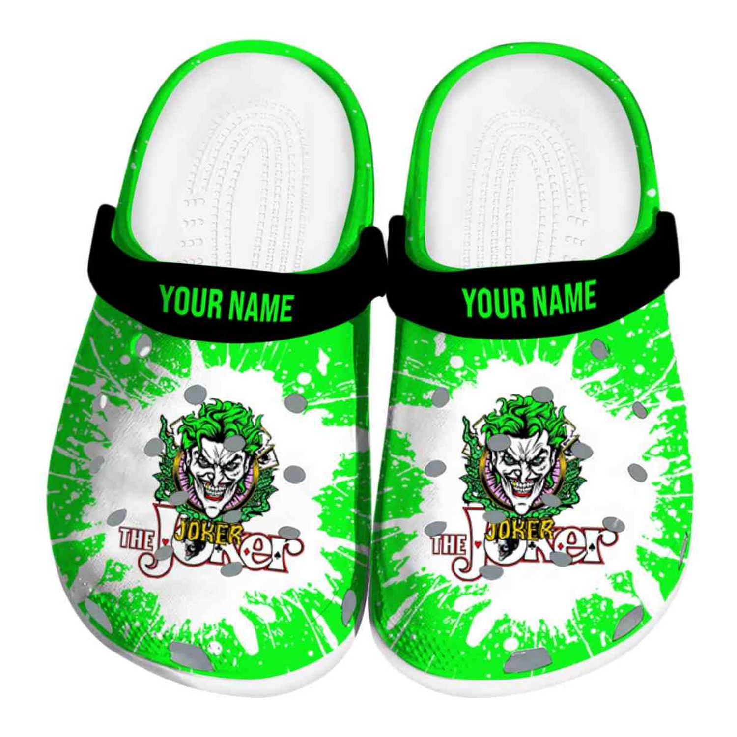 custom name joker splash art clogs for kids 26 adults nt1gw