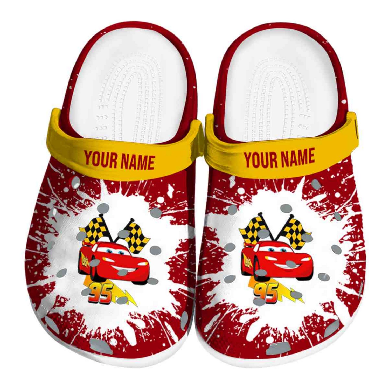 custom name lightning mcqueen splash art clogs for kids 26 adults zulrw
