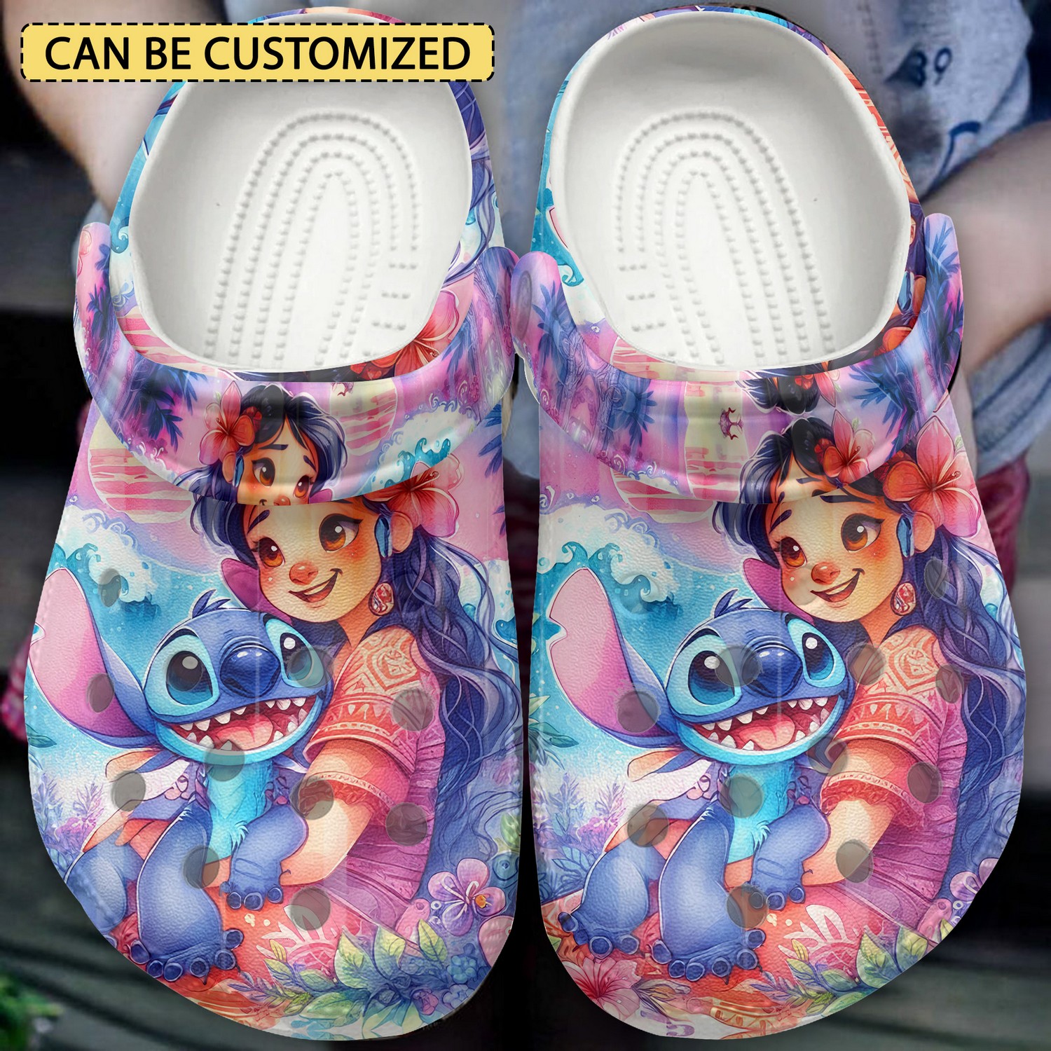 custom name lilo and stitch cartoon anime style design so cute clogs for kids and adults b4chj