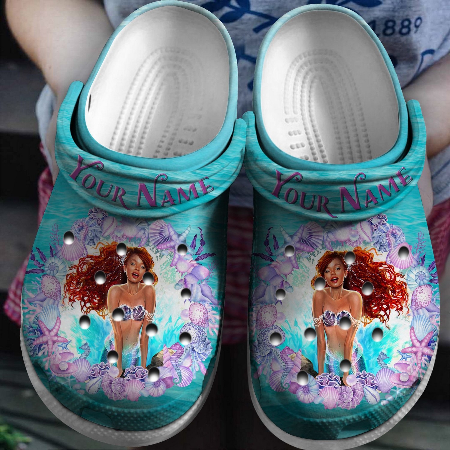custom name little mermaid movie singing clogs for kids and adults dwejt