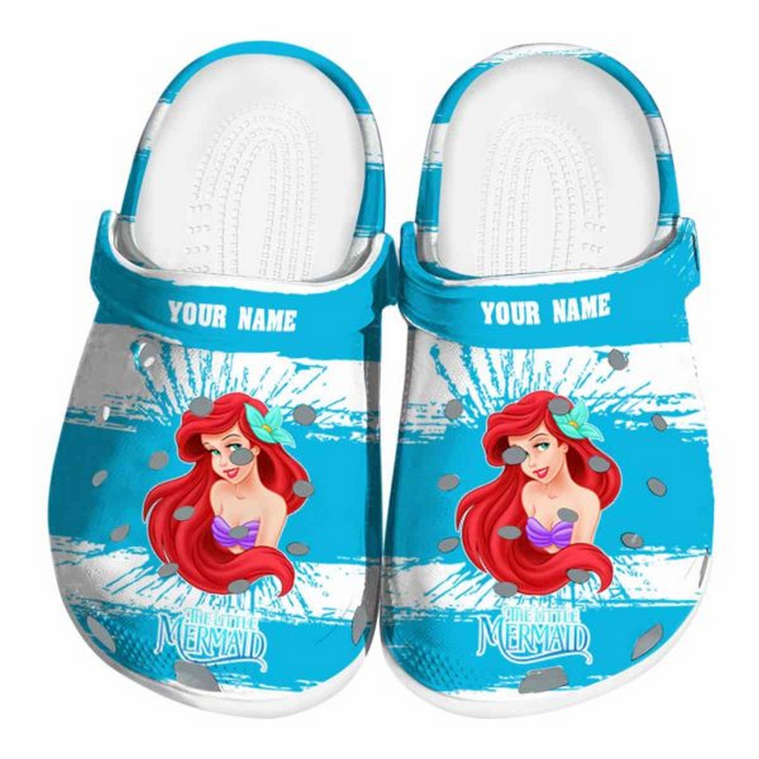 custom name little mermaid paint splatter graphics clogs for kids and adults fast shipping jbdwf