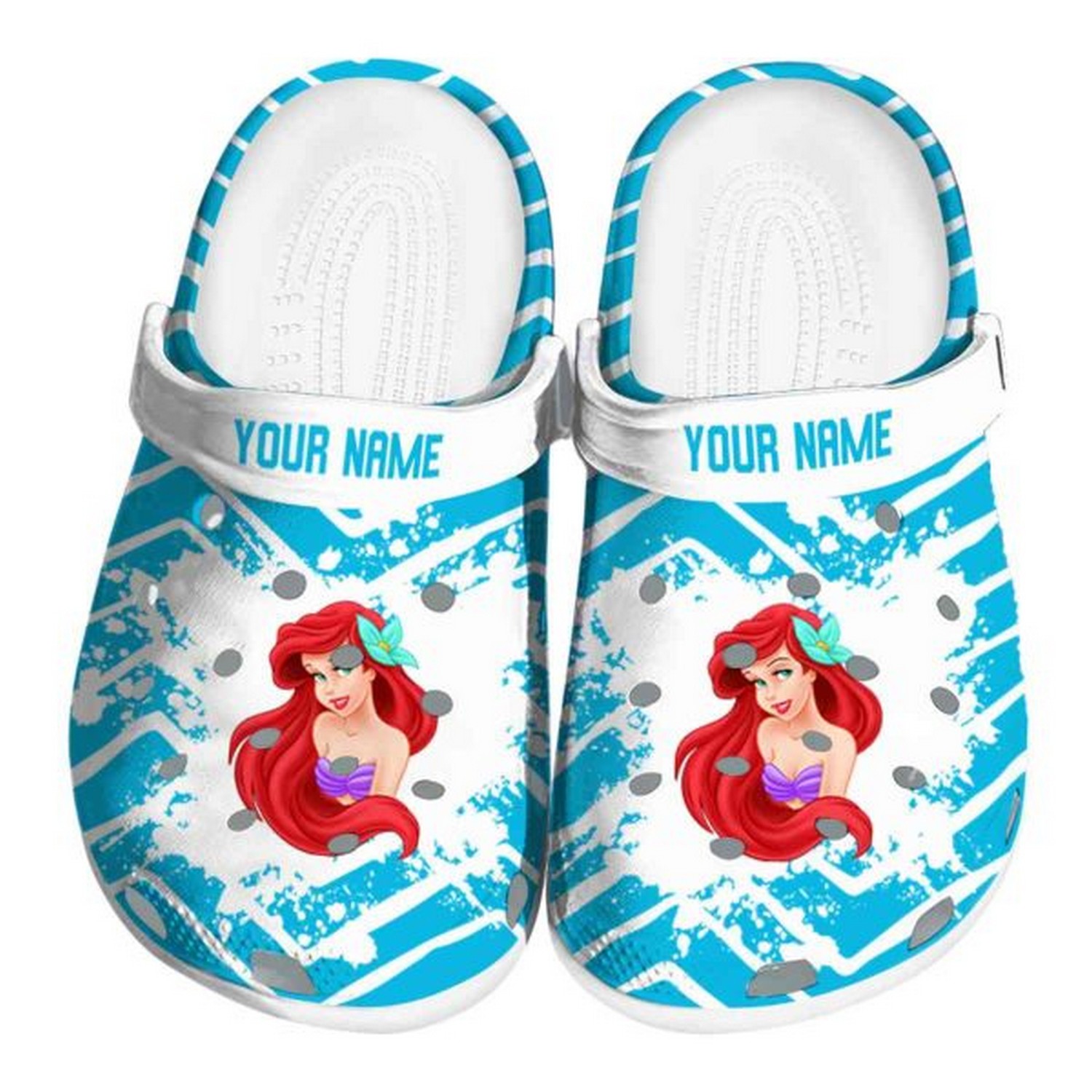 custom name little mermaid zigzag paint burst clogs for kids and adults fast shipping 9ga9l
