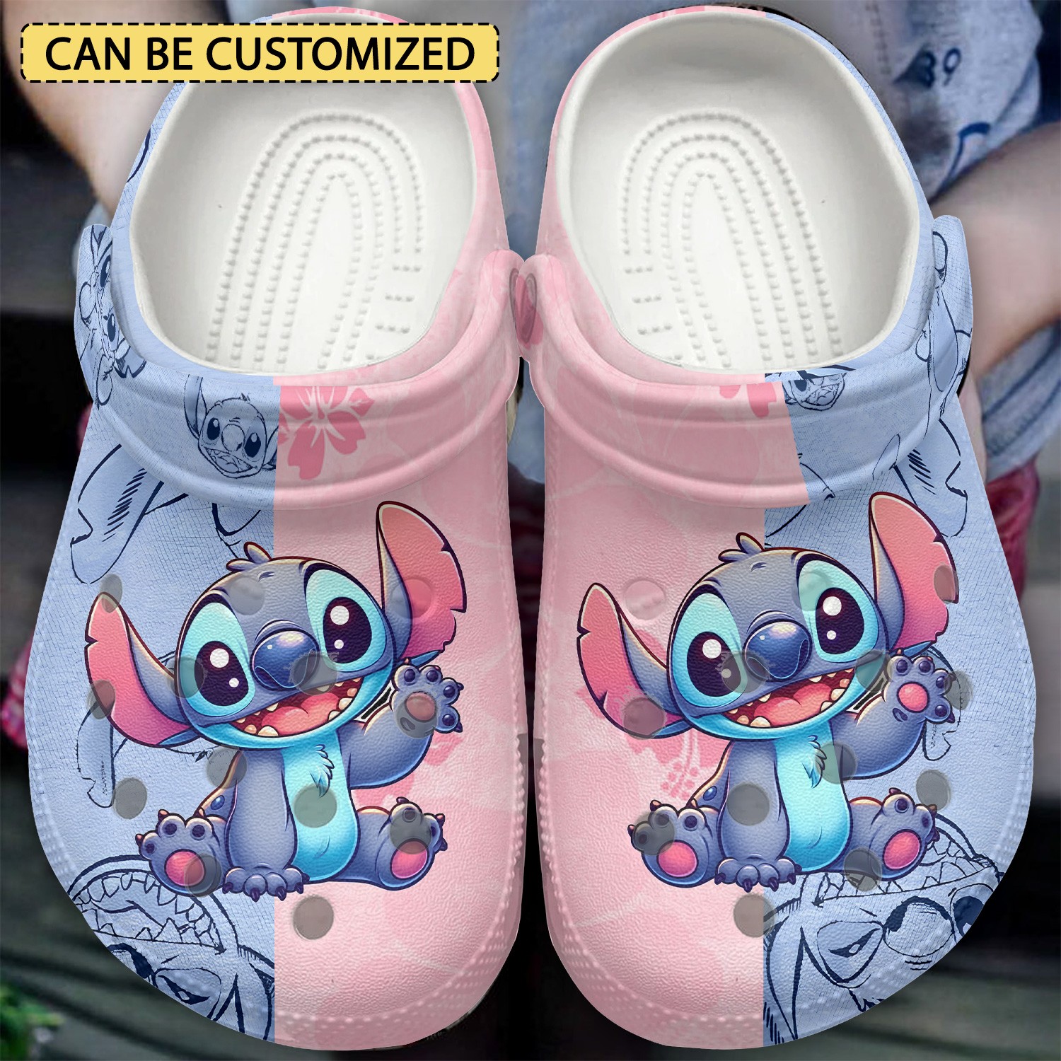 custom name little stitch cartoon blue pink cute clogs for kids and adults 69sho