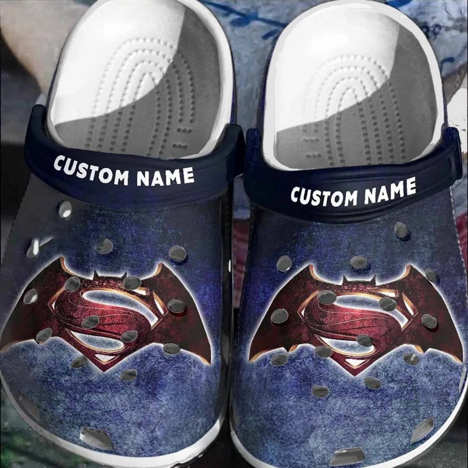custom name logo batman x superman clogs for kids 26 adults 4ycvd