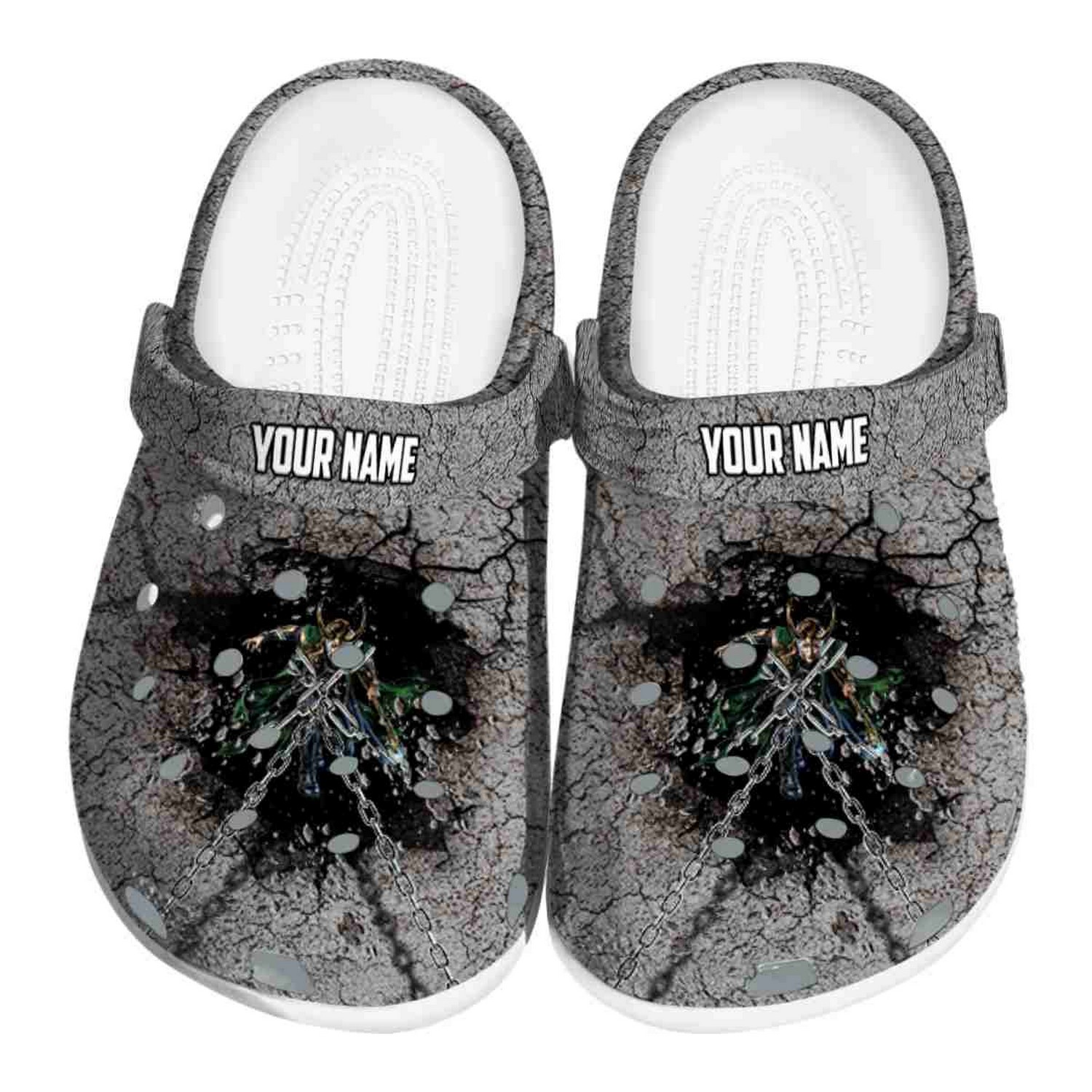 custom name loki cracked ground texture clogs for kids 26 adults sahxm