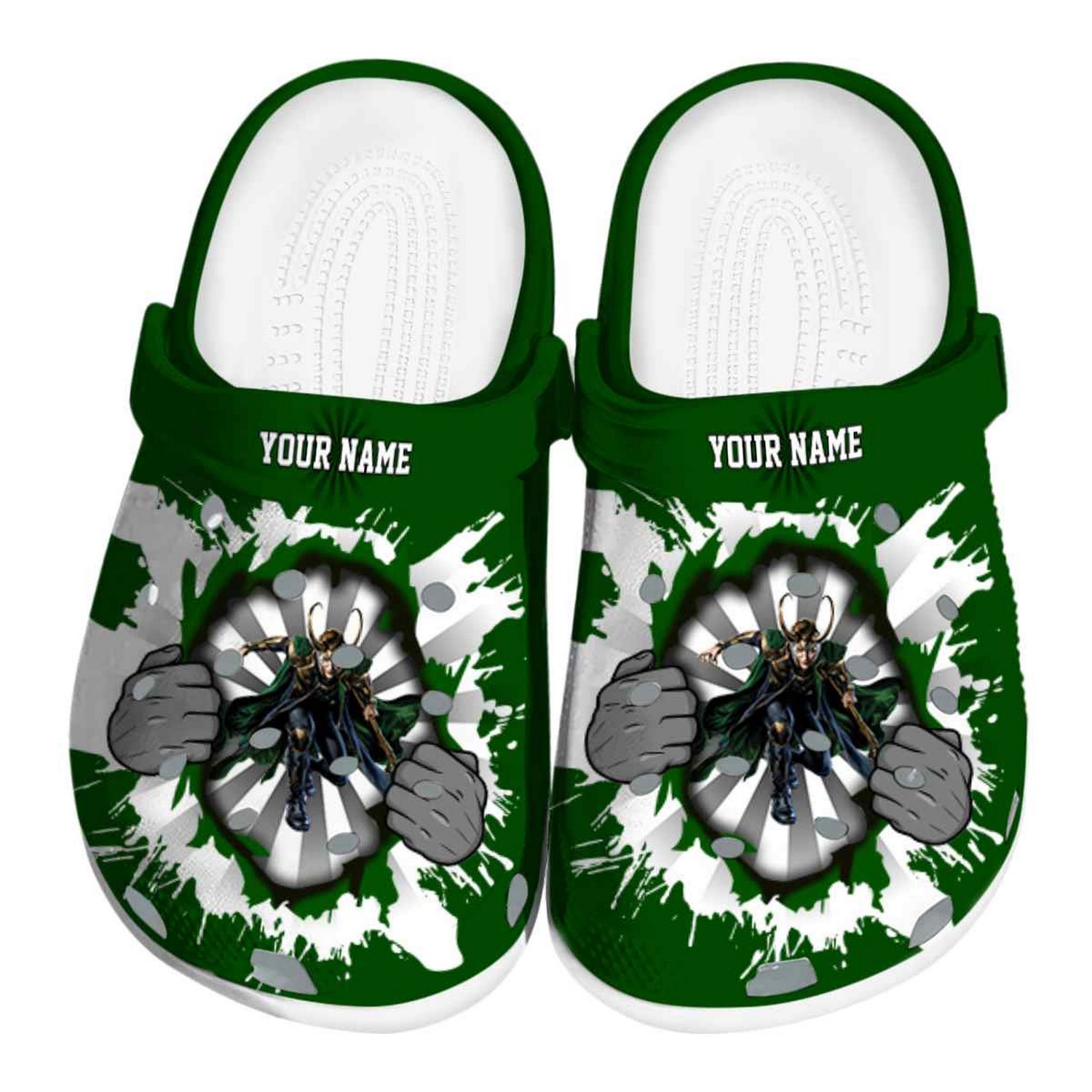 custom name loki gripping hand clogs for kids and adults ems1x