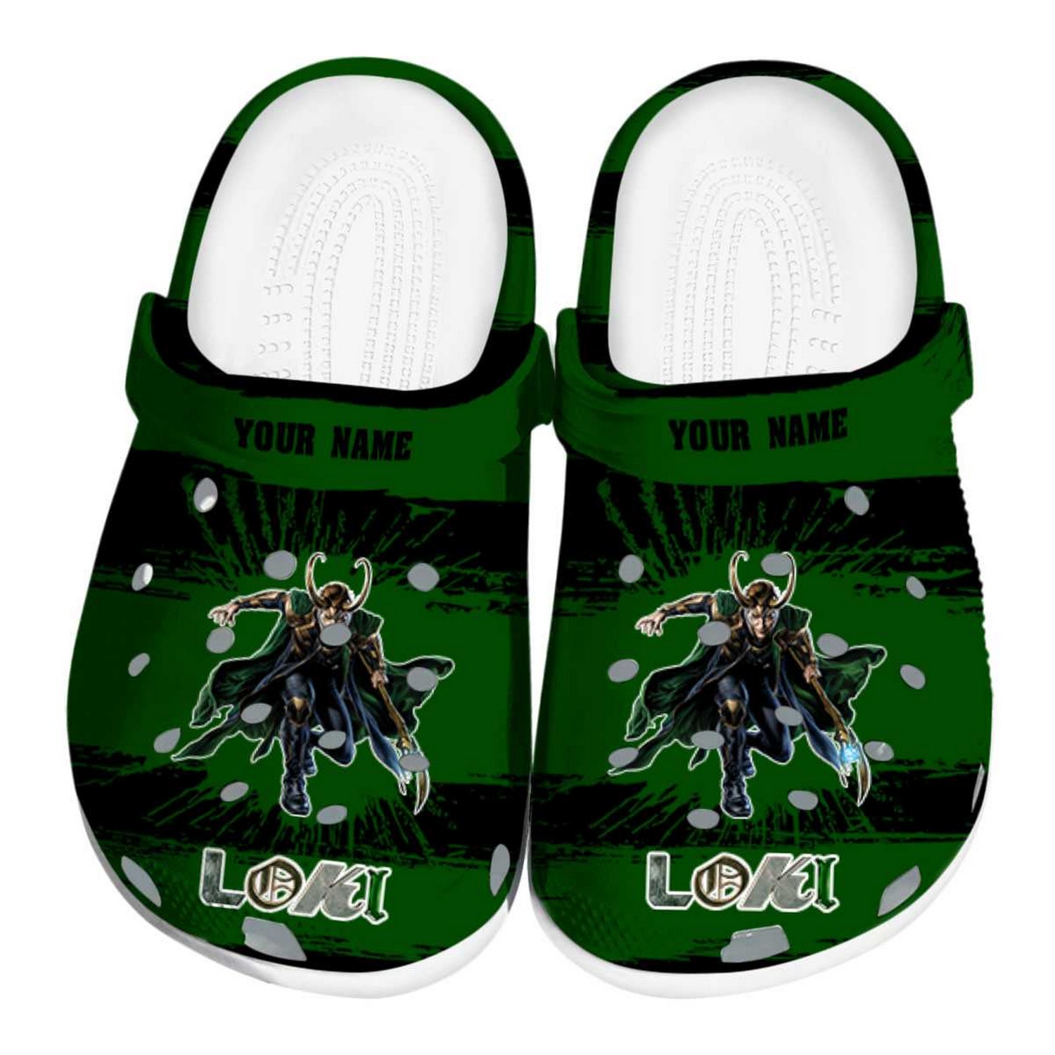 custom name loki paint splatter graphics clogs for kids 26 adults perbl