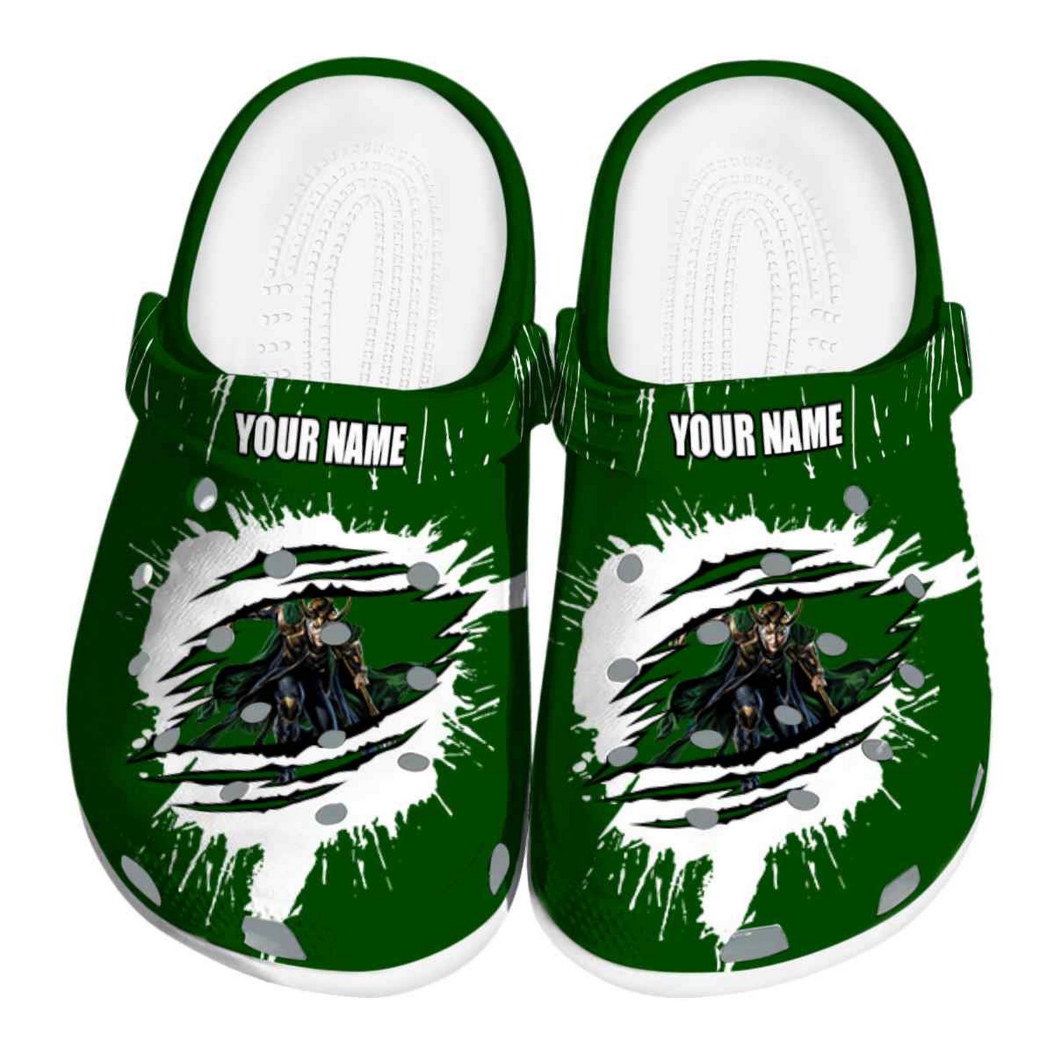 custom name loki splash motif background clogs for kids 26 adults 21p9k