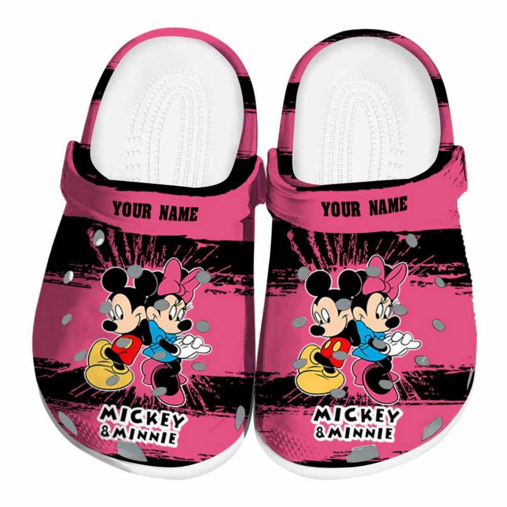 custom name mickey and minnie mouse paint splatter graphics clogs for kids and adults sh3bz