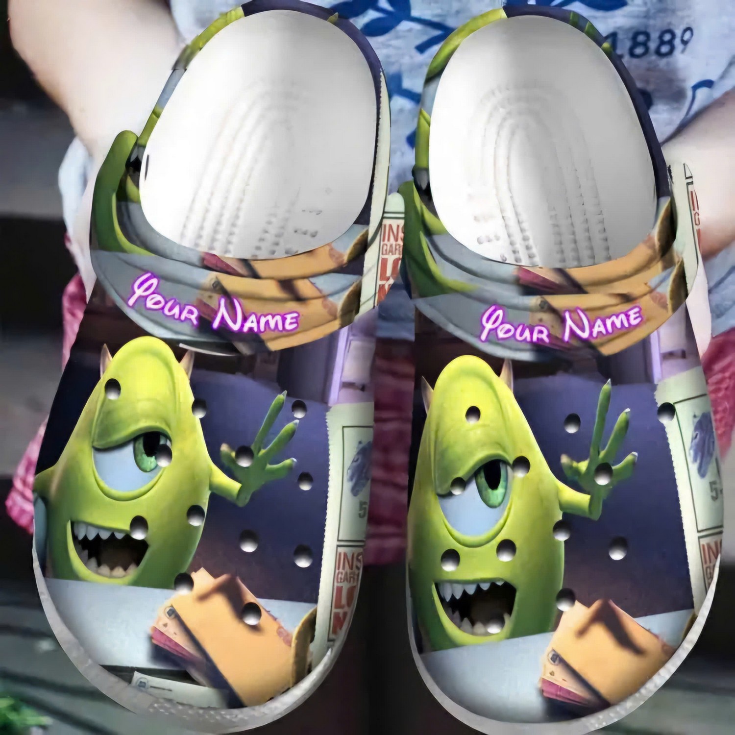 custom name mike wazowski disney pixar monsters inc clogs for kids and adults mmt8f