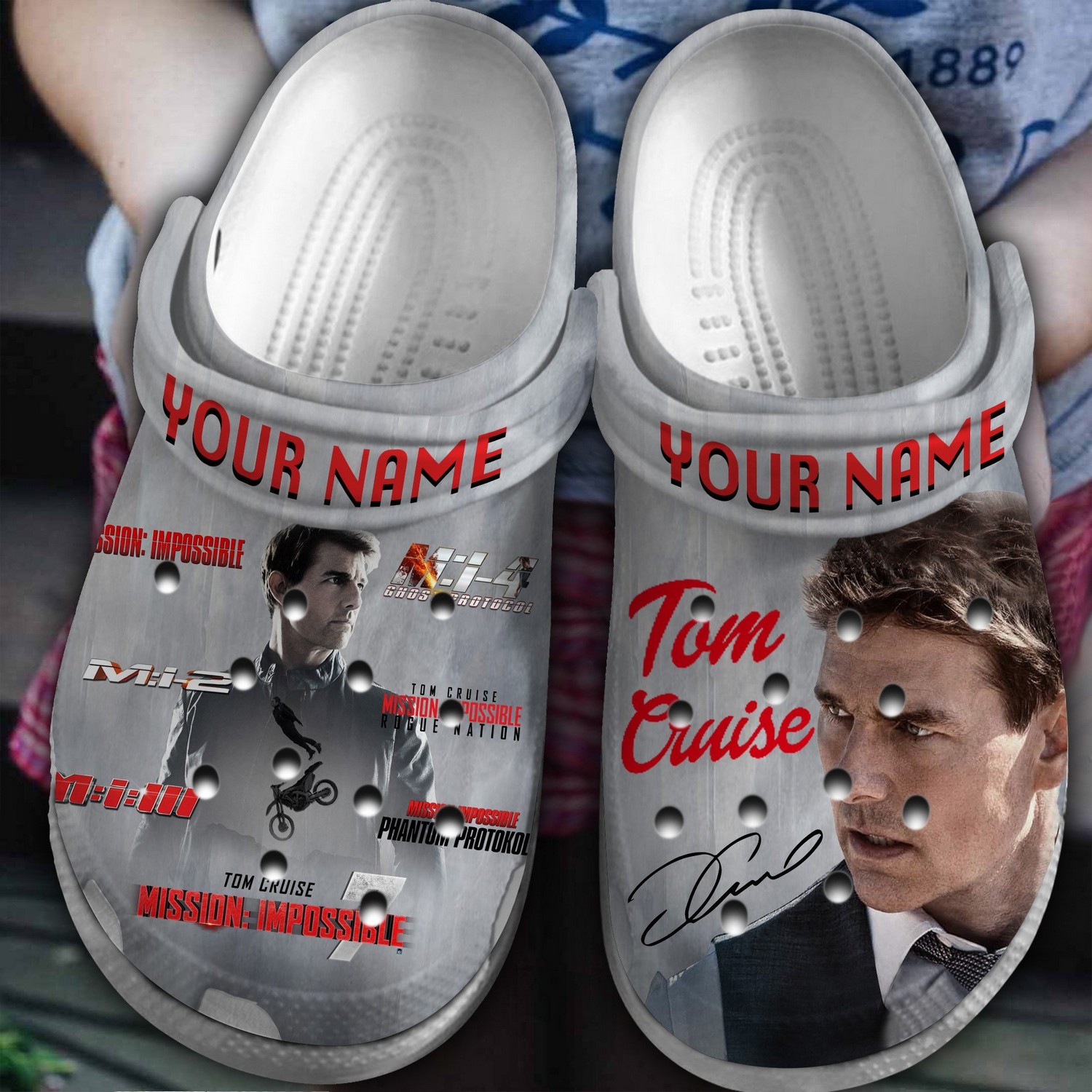 custom name mission impossible movie tom cruise clogs for kids 26 adults zrnx8