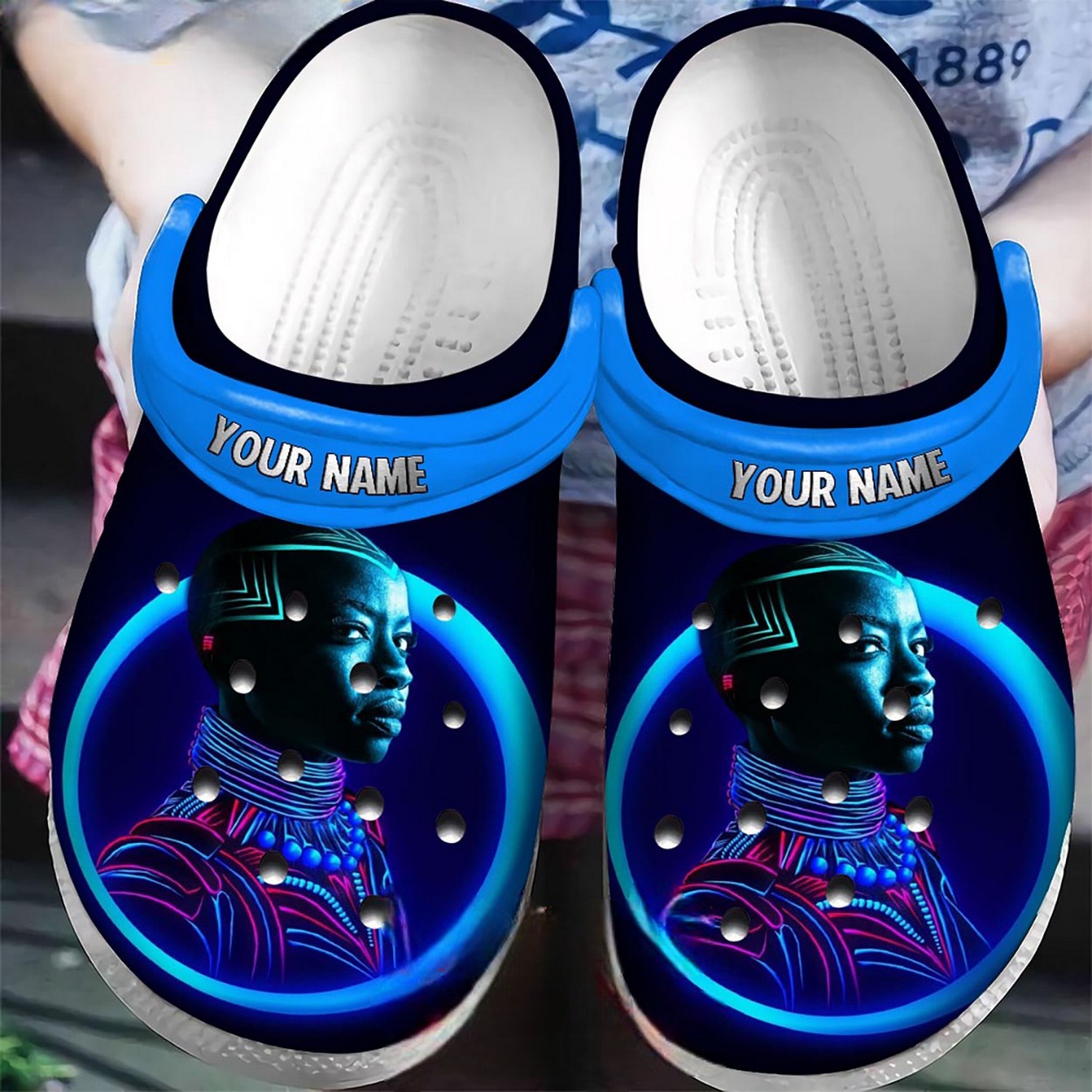 custom name okoye midnight angels black panther clogs for kids and adults 0walf