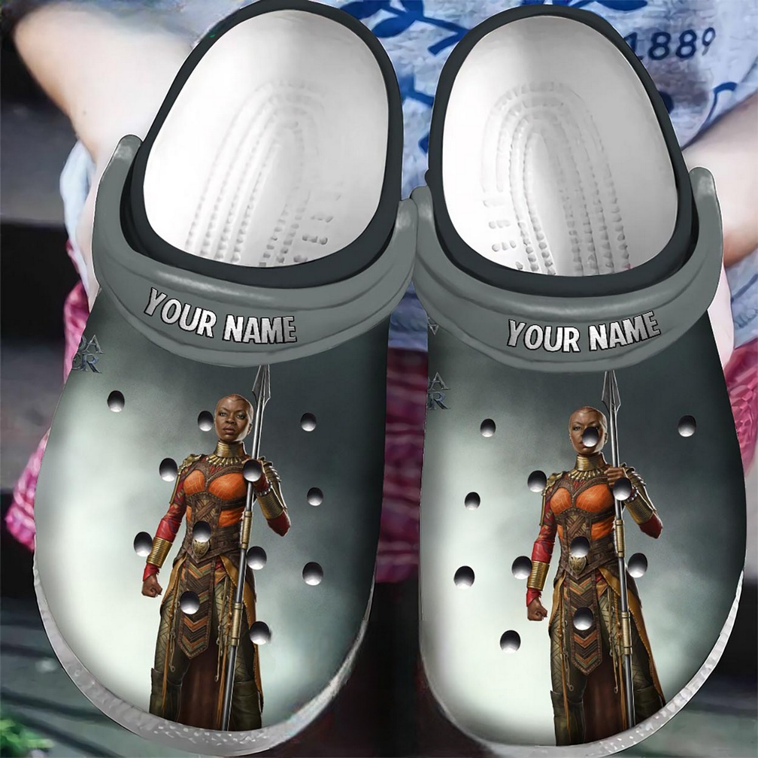 custom name okoye warrior black panther clogs for kids and adults rkn4q