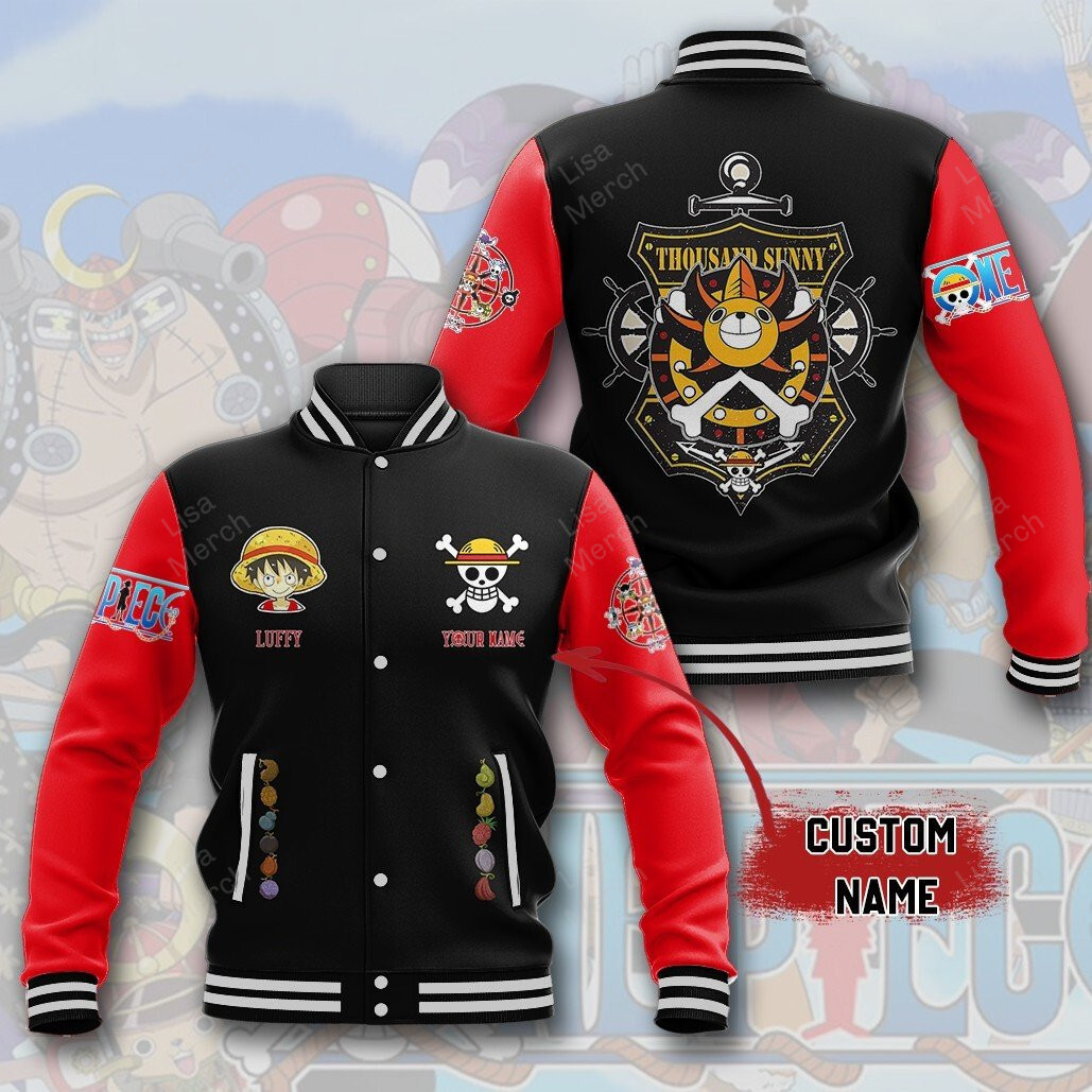 custom name one piece luffy anime baseball jacket qocm7