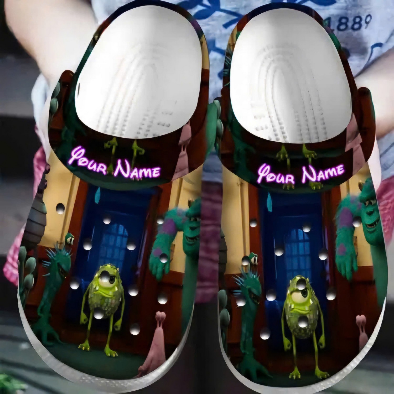 custom name party monsters inc funny sticky note mike clogs for kids 26 adults a7ydt