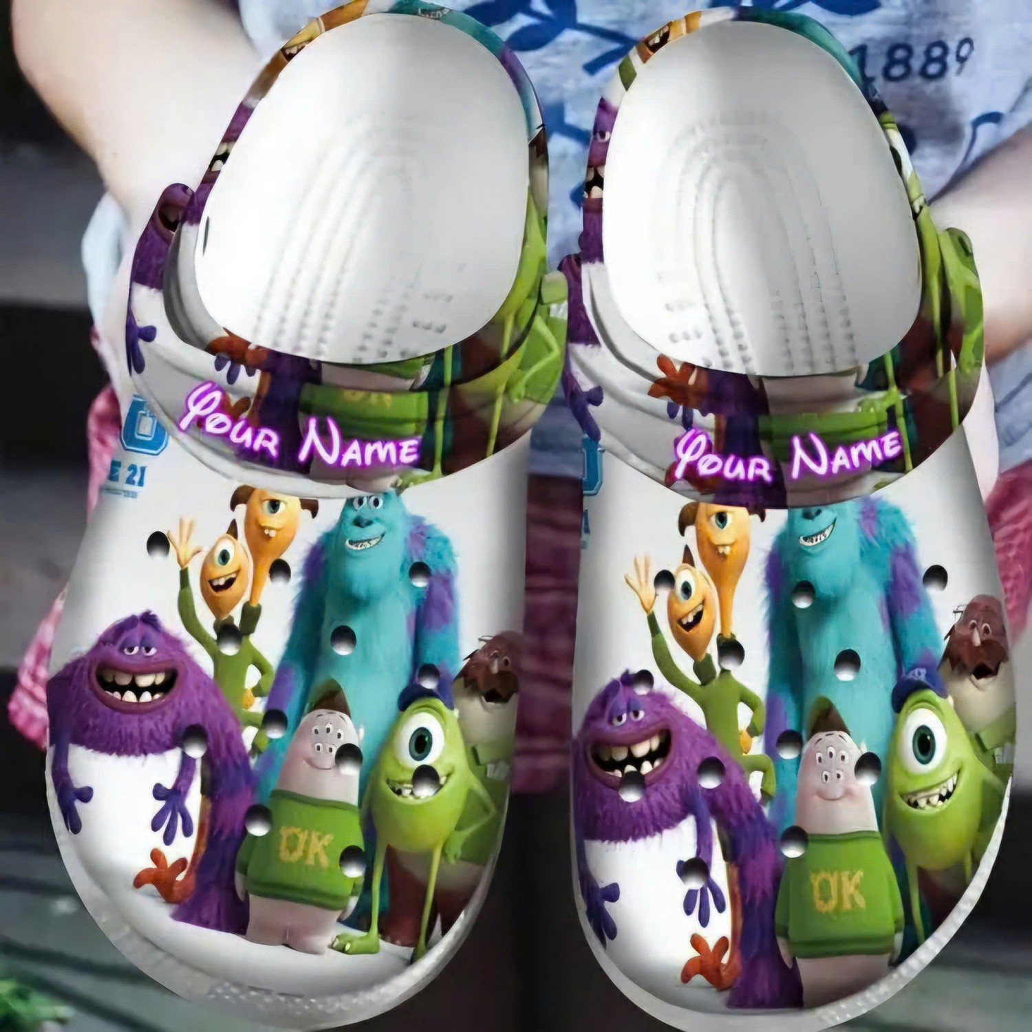 custom name party monsters inc happy charactors clogs for kids and adults wwpb7