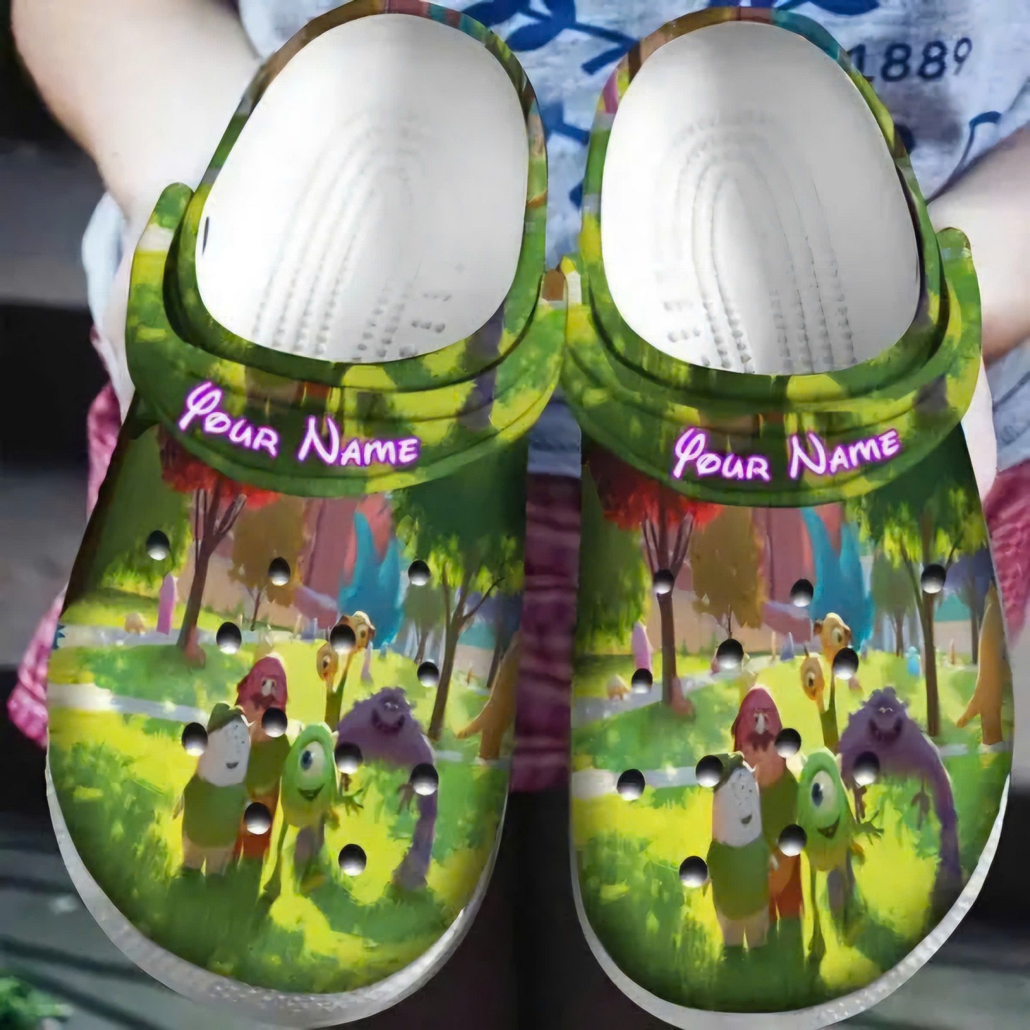 custom name party monsters inc in park at weeken clogs for kids 26 adults pwxvj