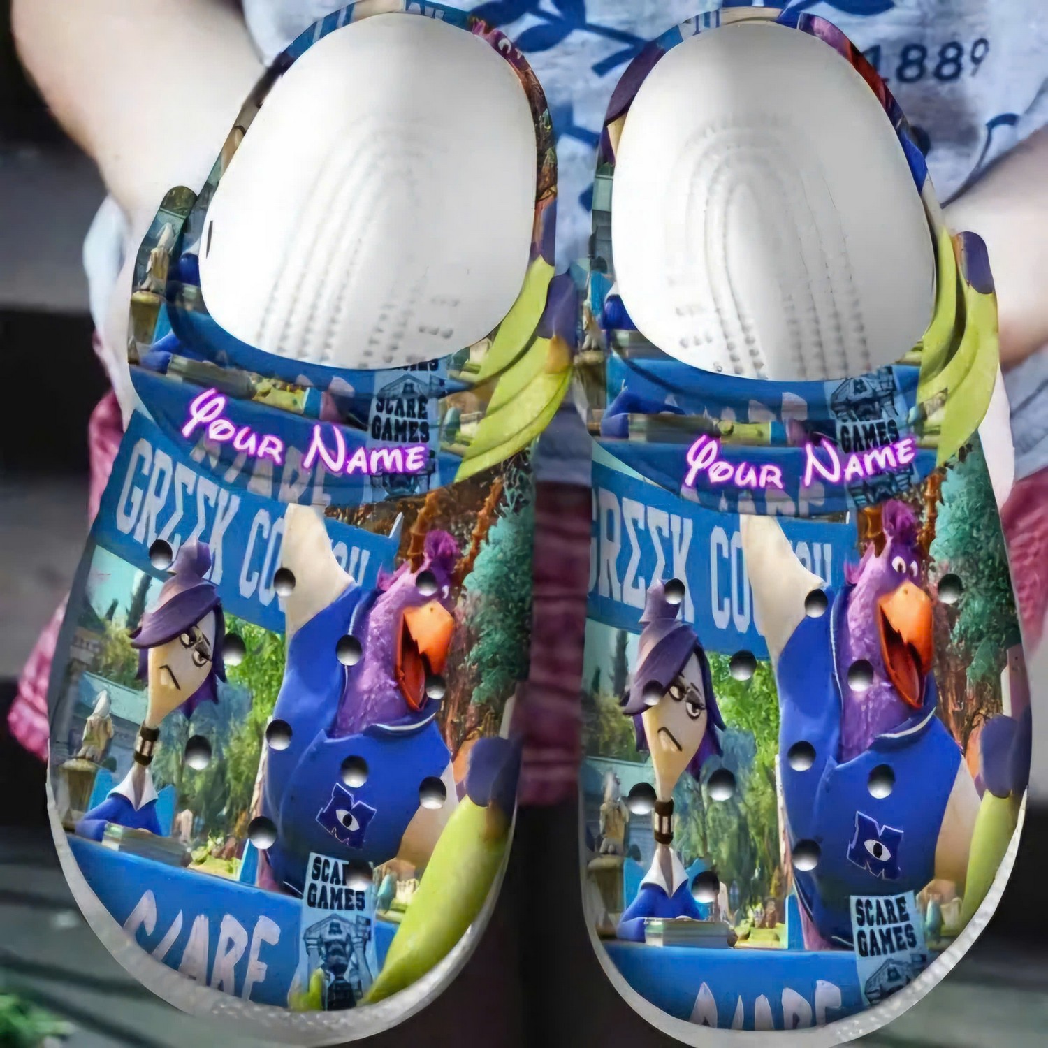 custom name party monsters inc playing scare game clogs for kids 26 adults py12w