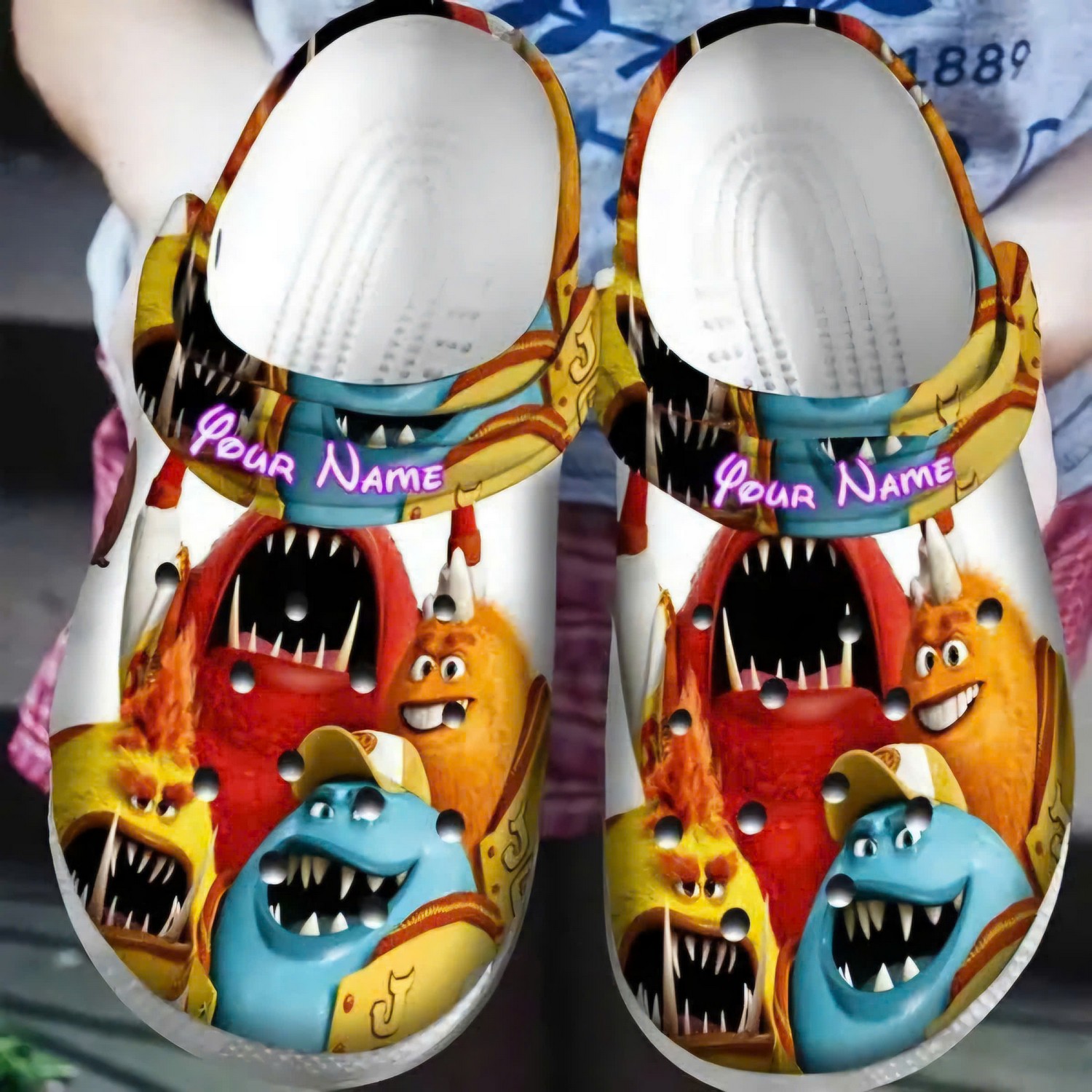 custom name party monsters inc sharp teeth charactors clogs for kids 26 adults ya4ew