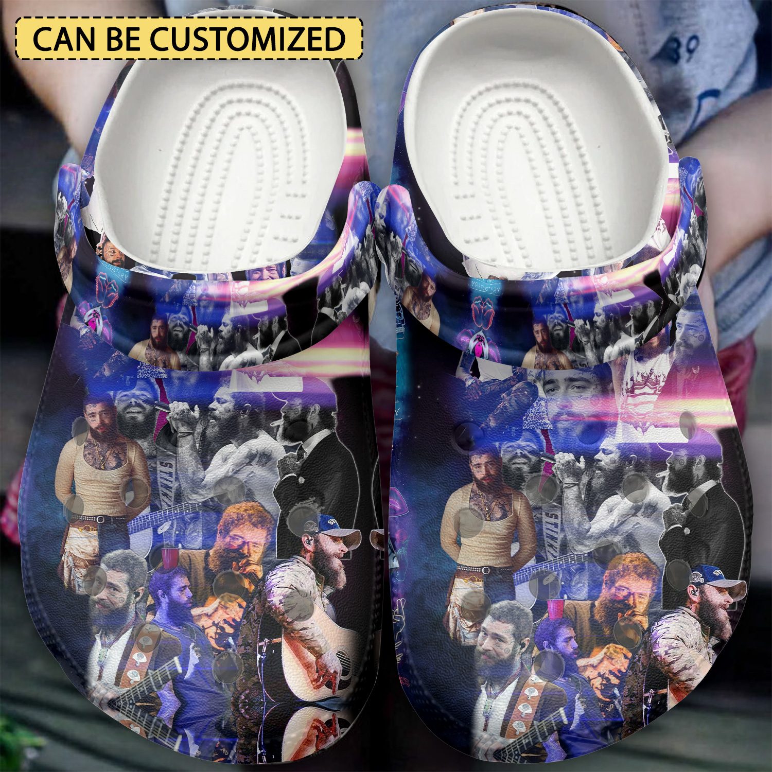 custom name post malone stylish music clogs for kids and adults srbmr