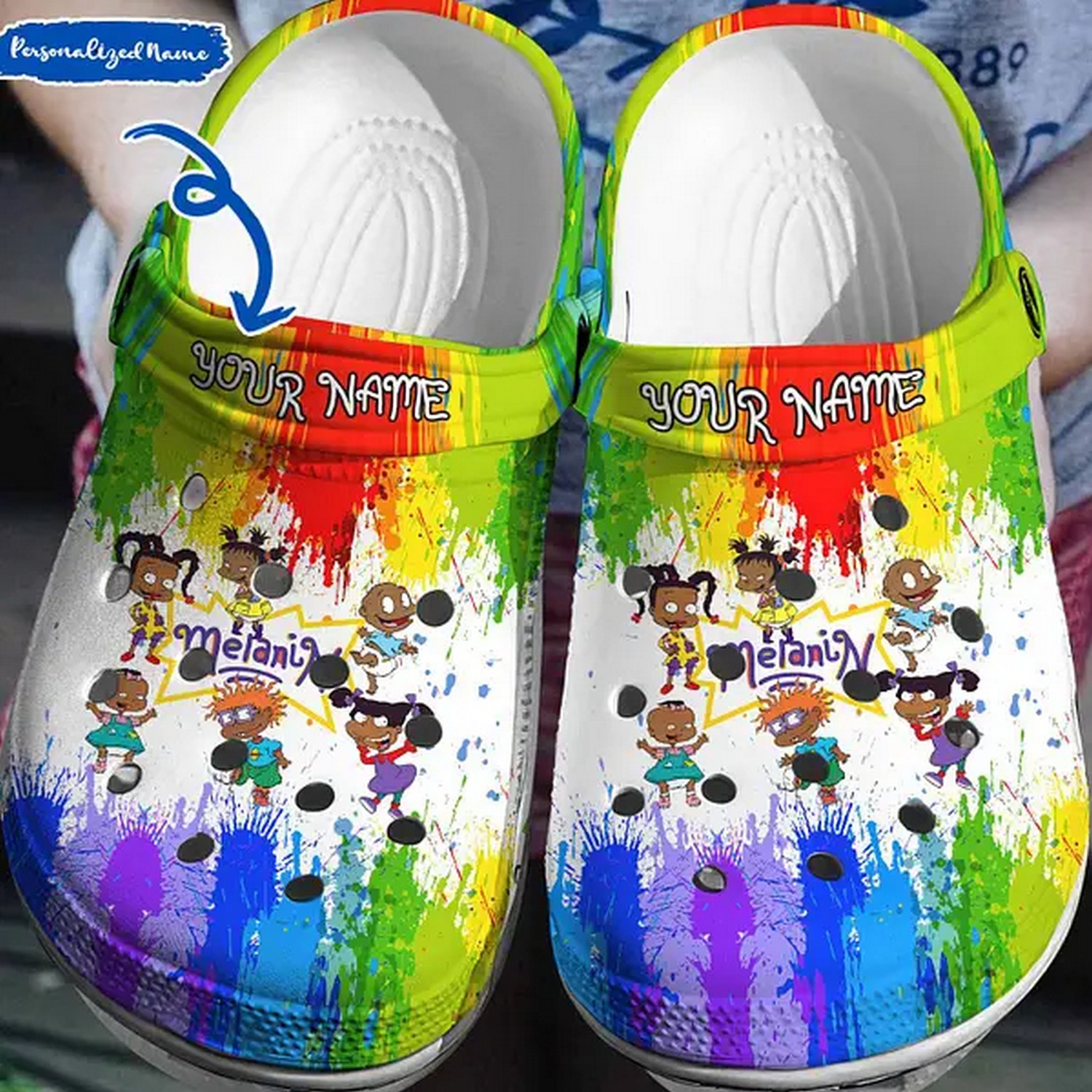 custom name rugrats melanin unique paiting background clogs fast shipping available jq7dy