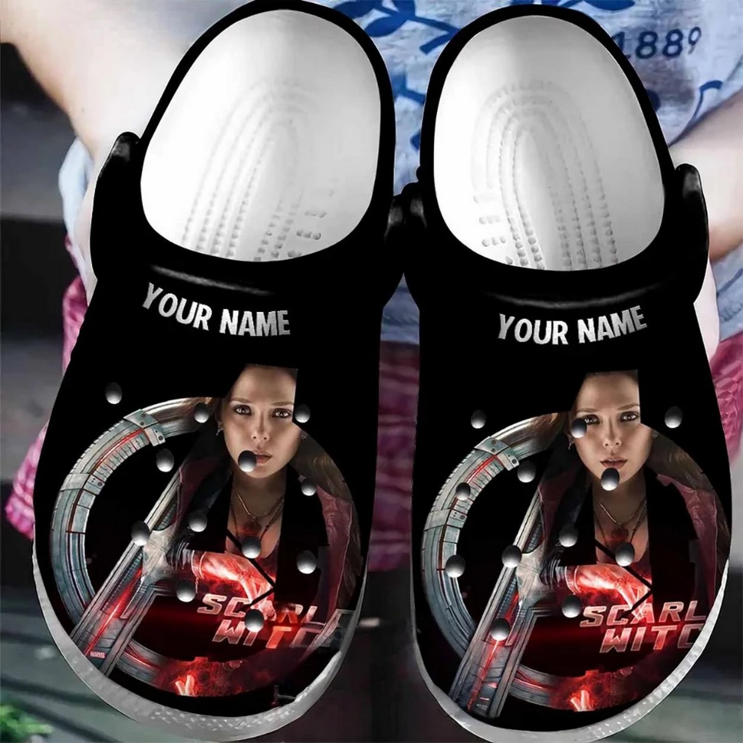 custom name scarlet witch avenger clogs for kids 26 adults ztkci