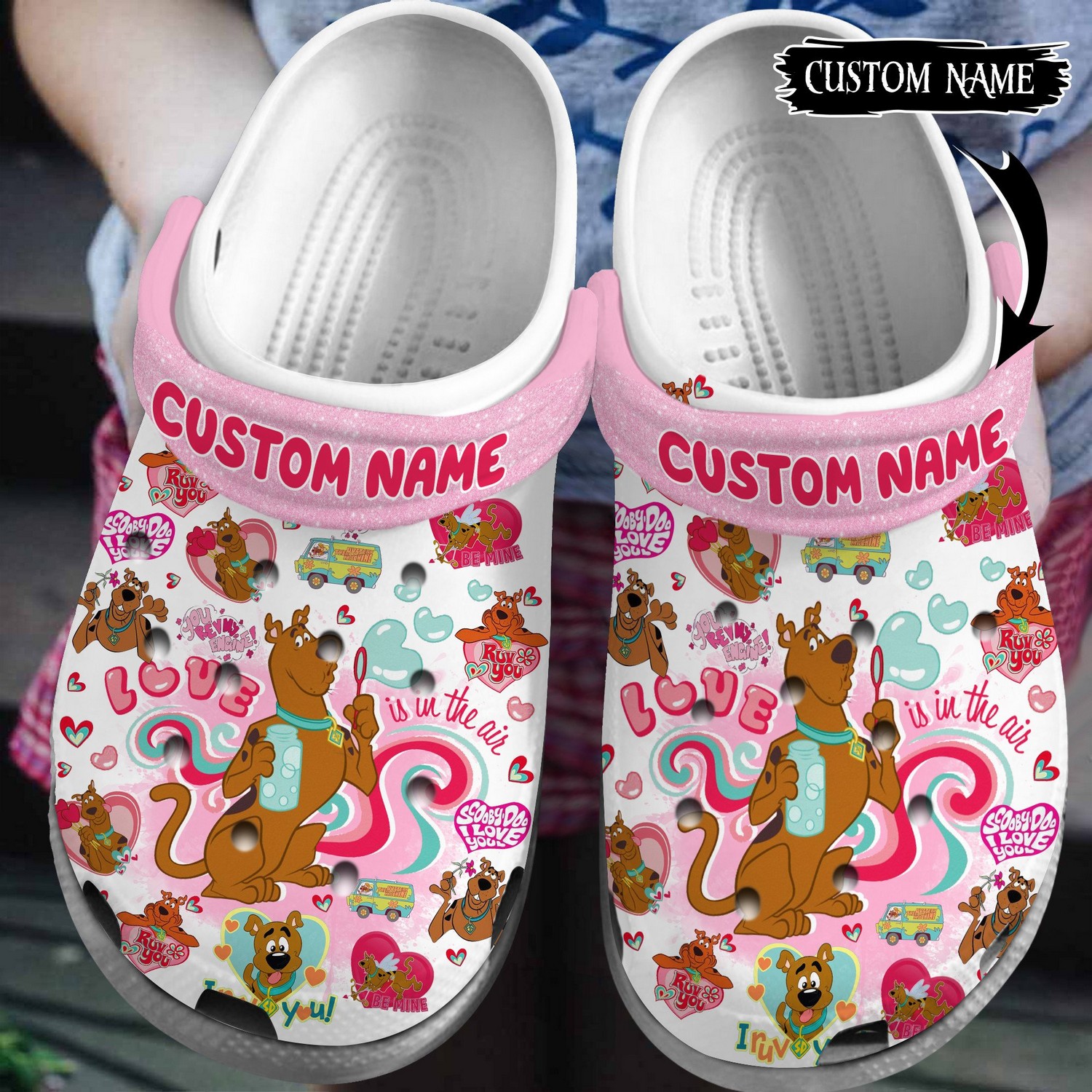 custom name scooby doo cartoon love in the air clogs for kids and adults fast shipping avaky