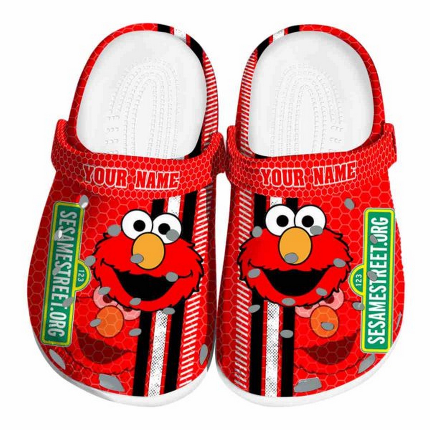 custom name sesame street contrasting stripes clogs for kids and adults 8fule