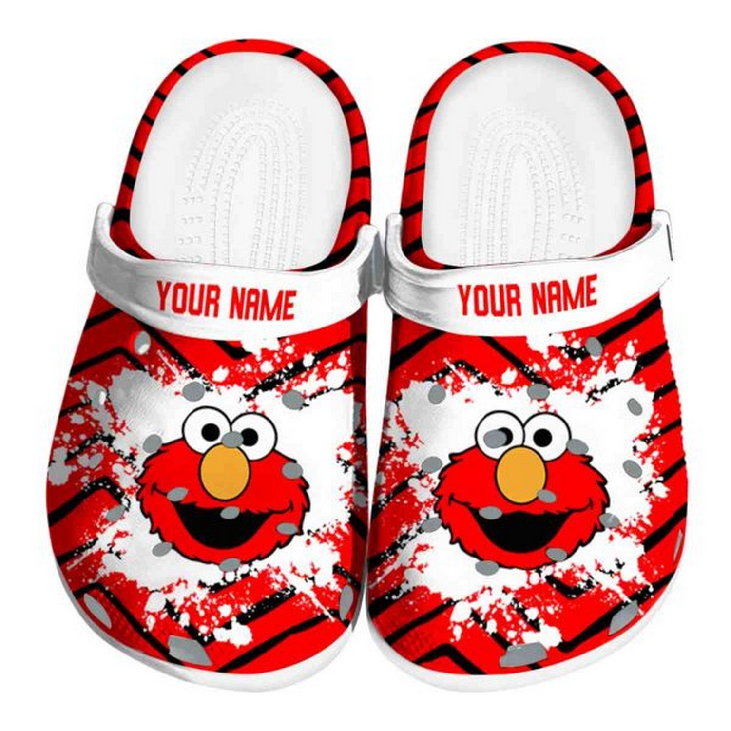 custom name sesame street zigzag paint burst clogs for kids and adults tgptx