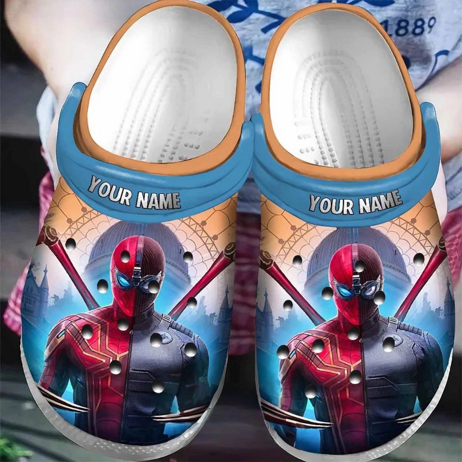 custom name spider man far from home clogs for kids and adults zc5d6