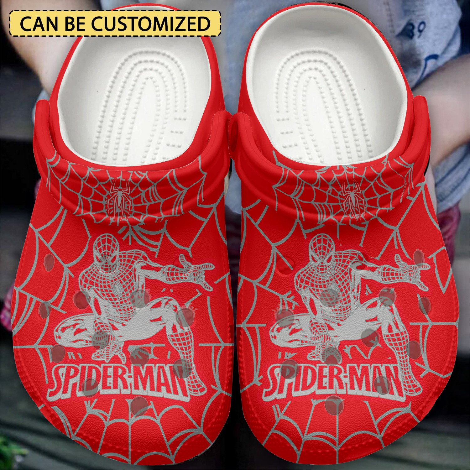 custom name spider man movie red clogs fast shipping available isact