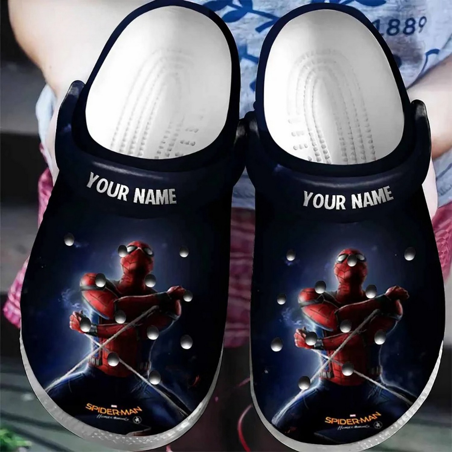 custom name spiderman black clogs for kids and adults xneot