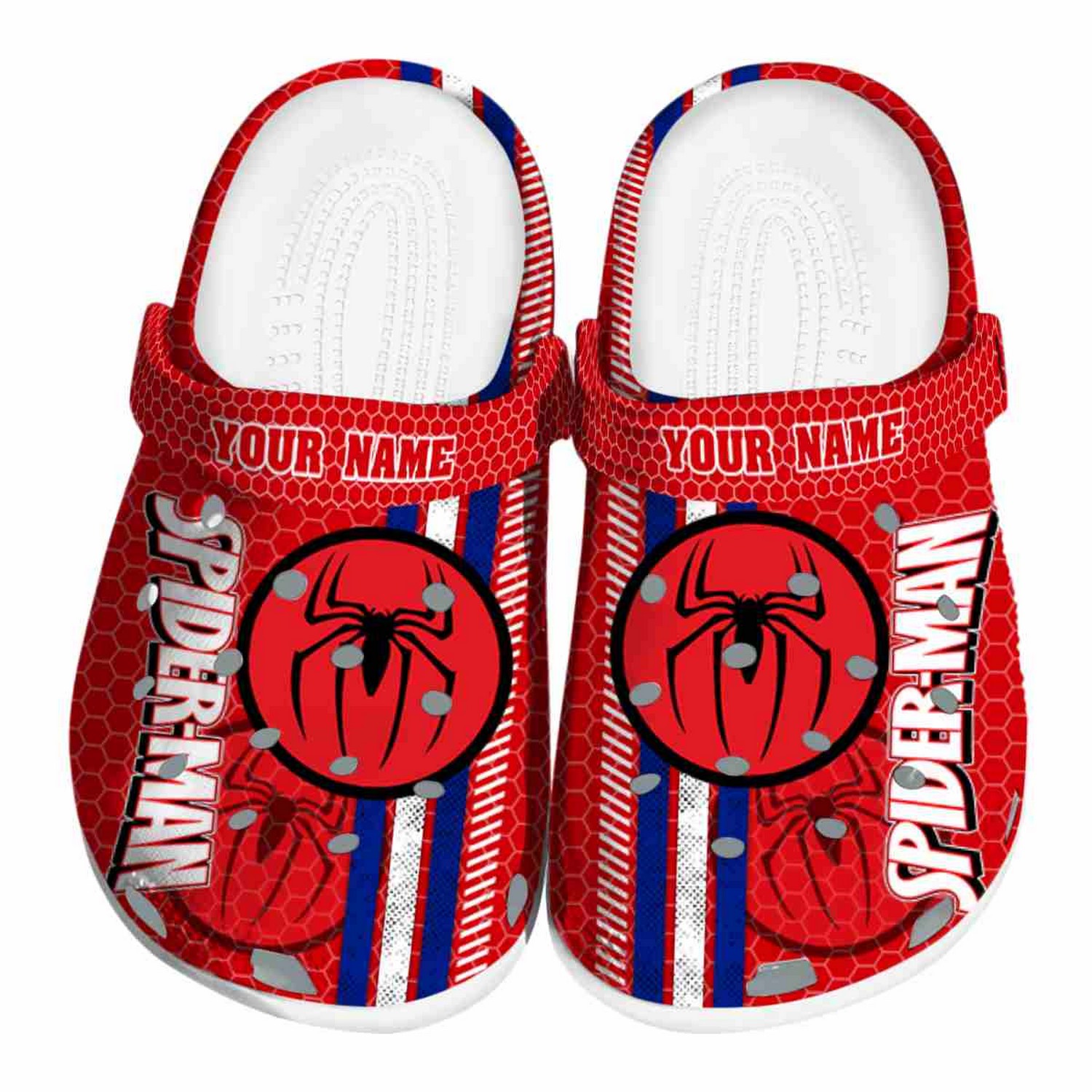 custom name spiderman contrasting stripes clogs for kids 26 adults 3a32z