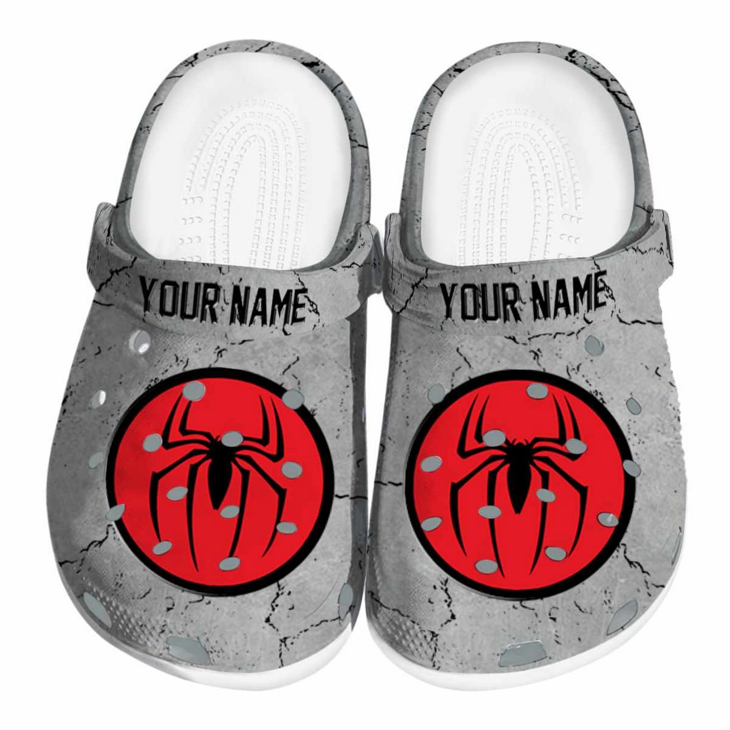 custom name spiderman cracked texture clogs for kids 26 adults jmmiw